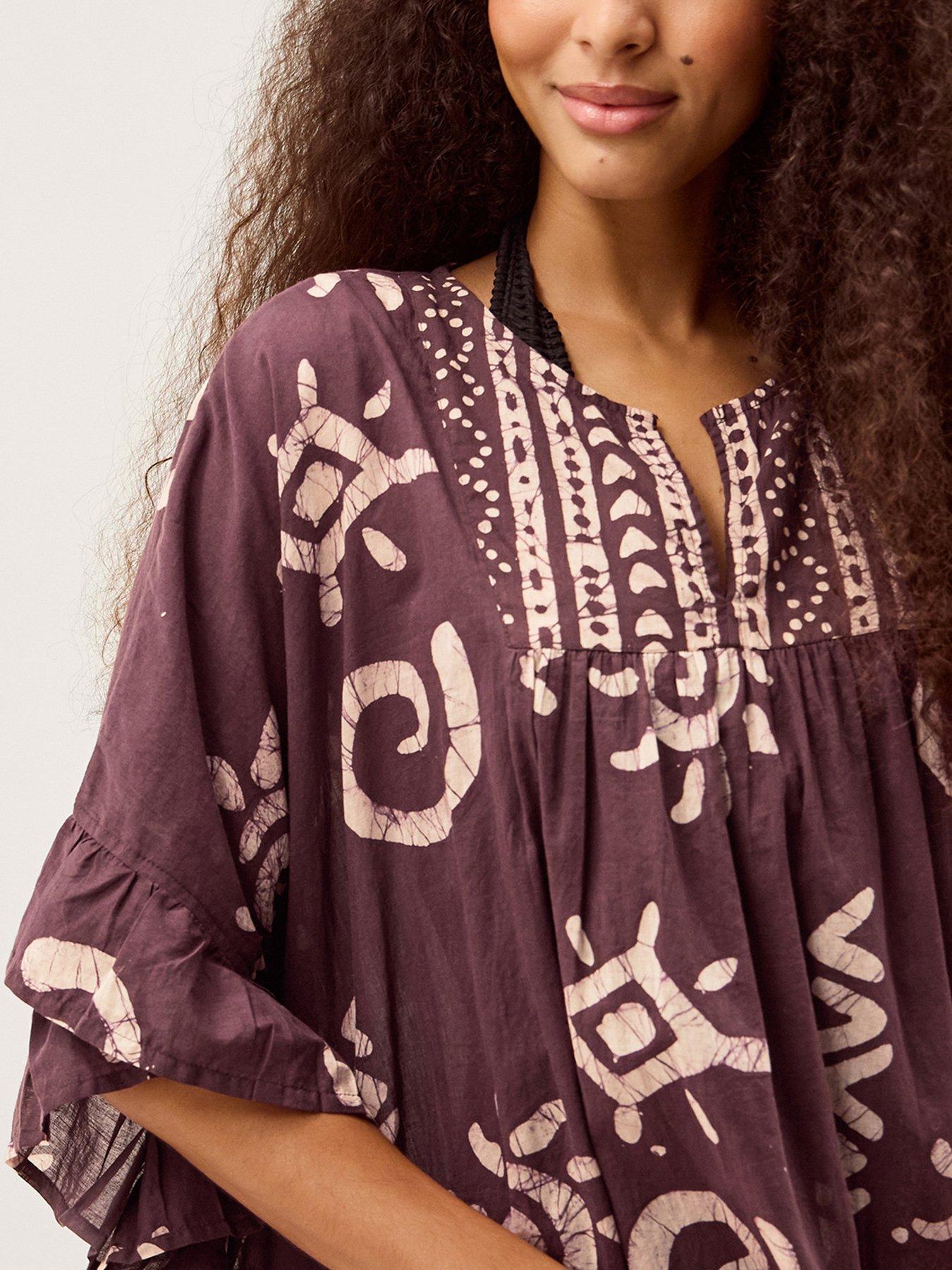 Image 4 of 5 of Monsoon Mafalda Batik Kaftan - Brown