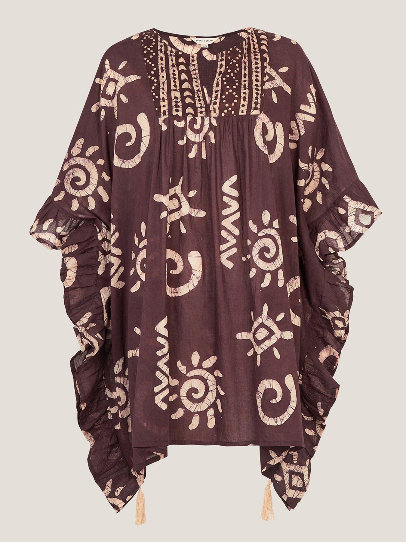Image 5 of 5 of Monsoon Mafalda Batik Kaftan - Brown