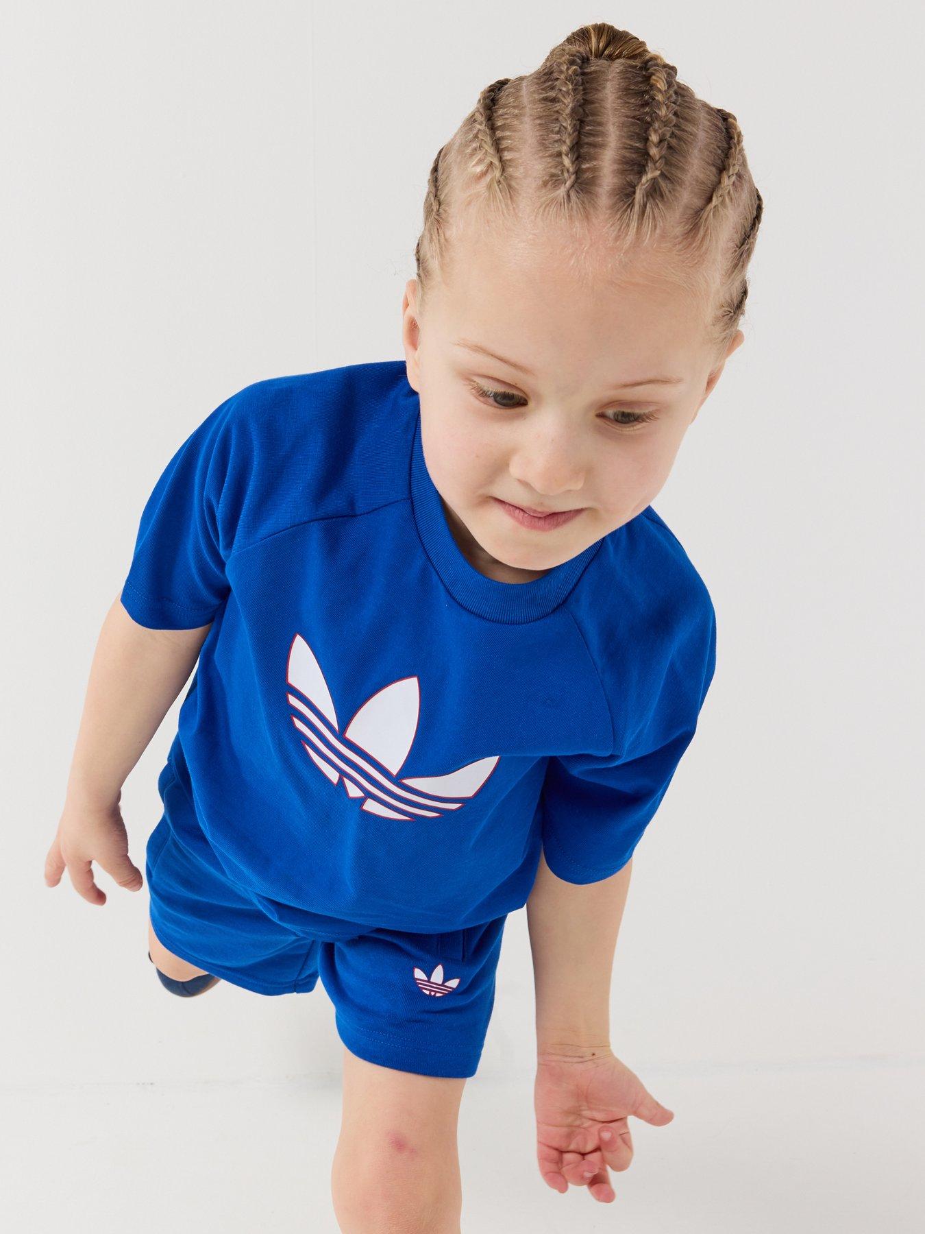 Image 6 of 6 of adidas Originals Kids Unisex Trefoil Loose Shorts and T-Shirt Set - Blue