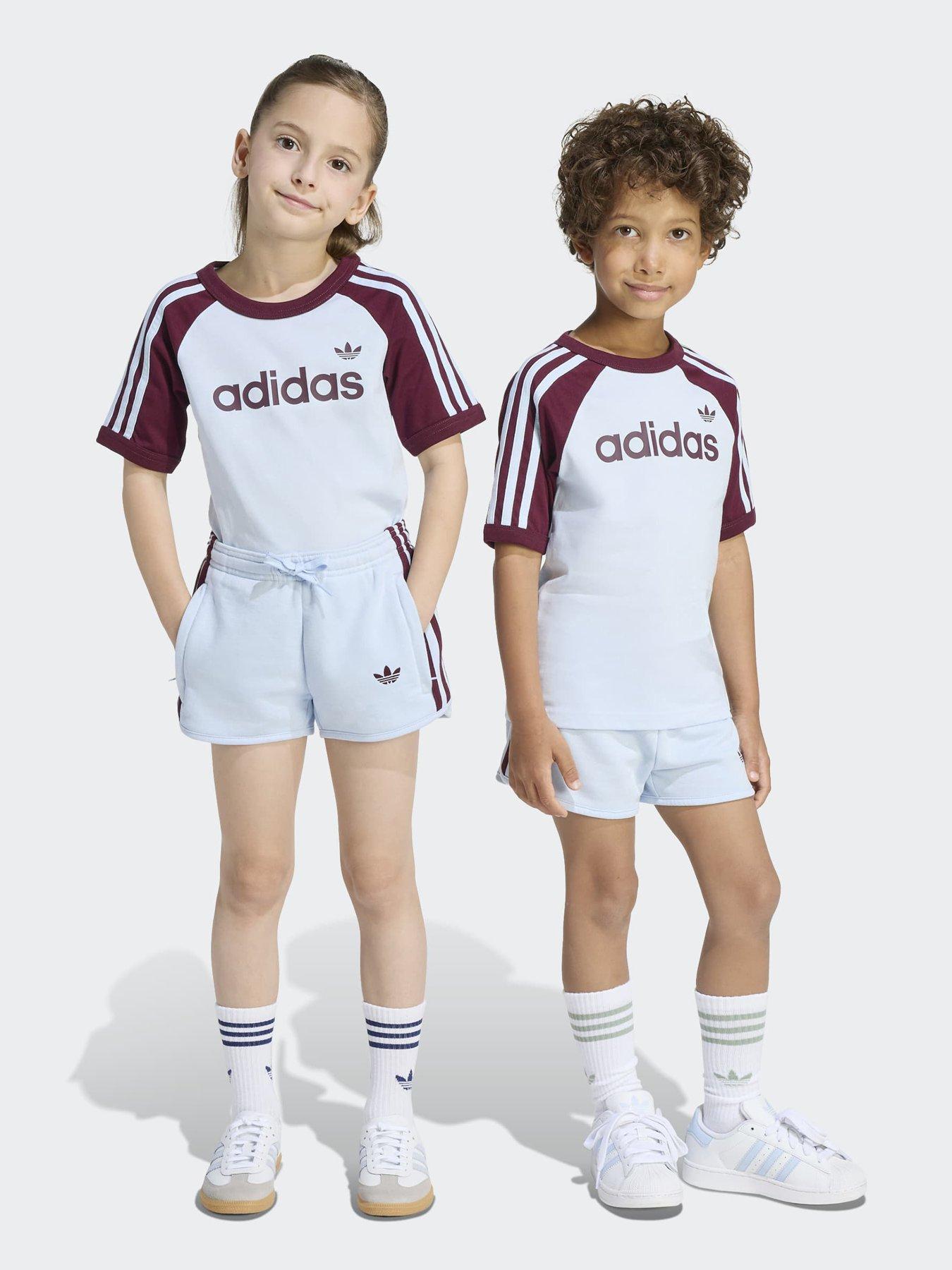 adidas Originals Kid's T-Shirt  &  Short Set - Blue/Maroon