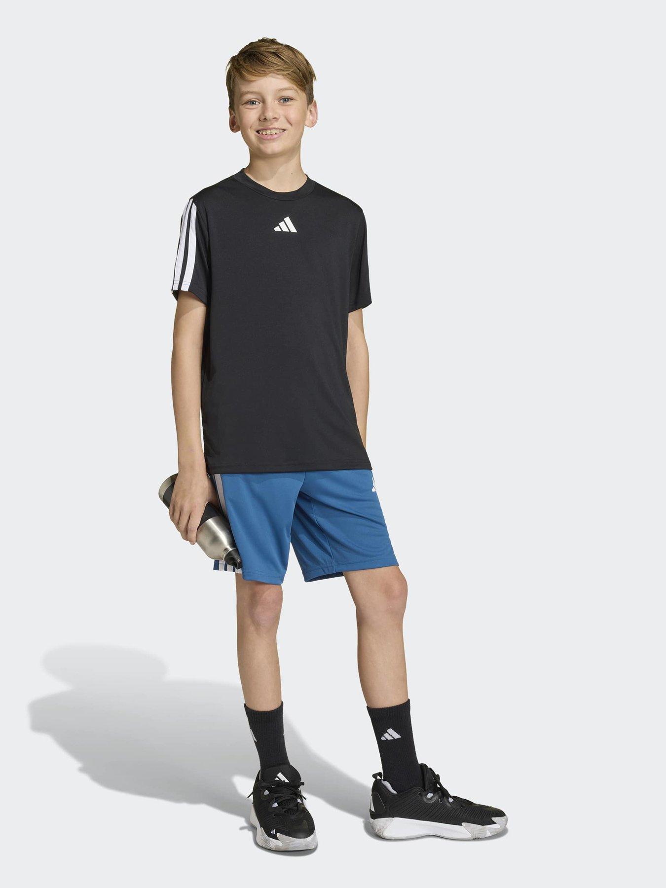 adidas Boys Training 3 Stripe Short - Blue - Green