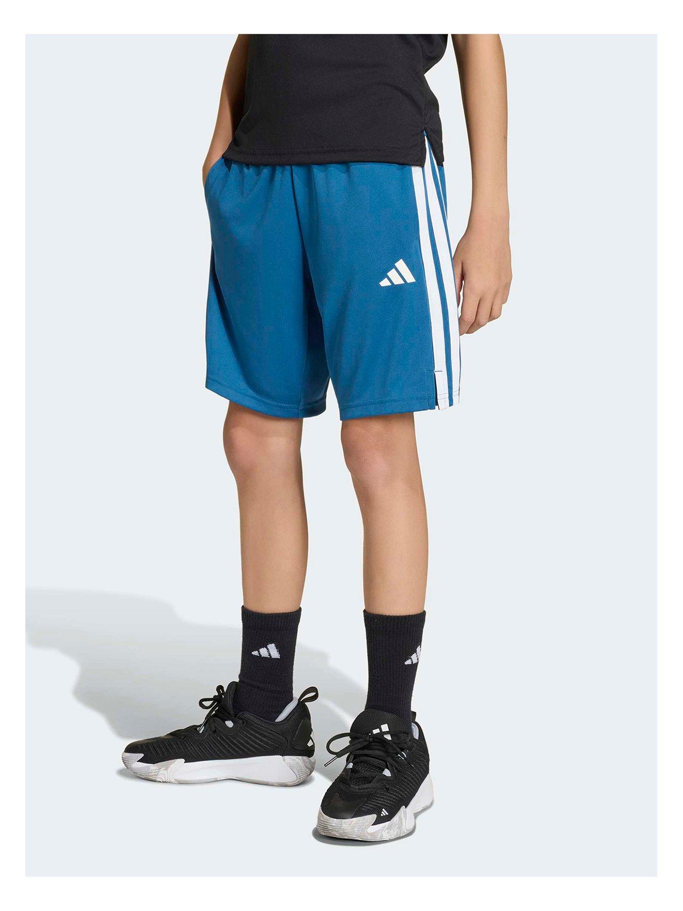 Image 2 of 5 of adidas Boys Training 3 Stripe Short - Blue - Green