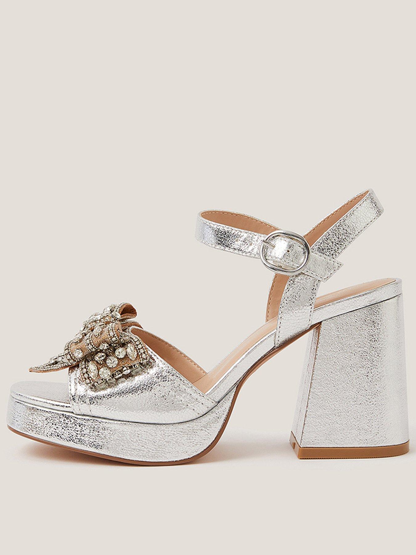 Monsoon Arla Embellished Bow Platform - Silver