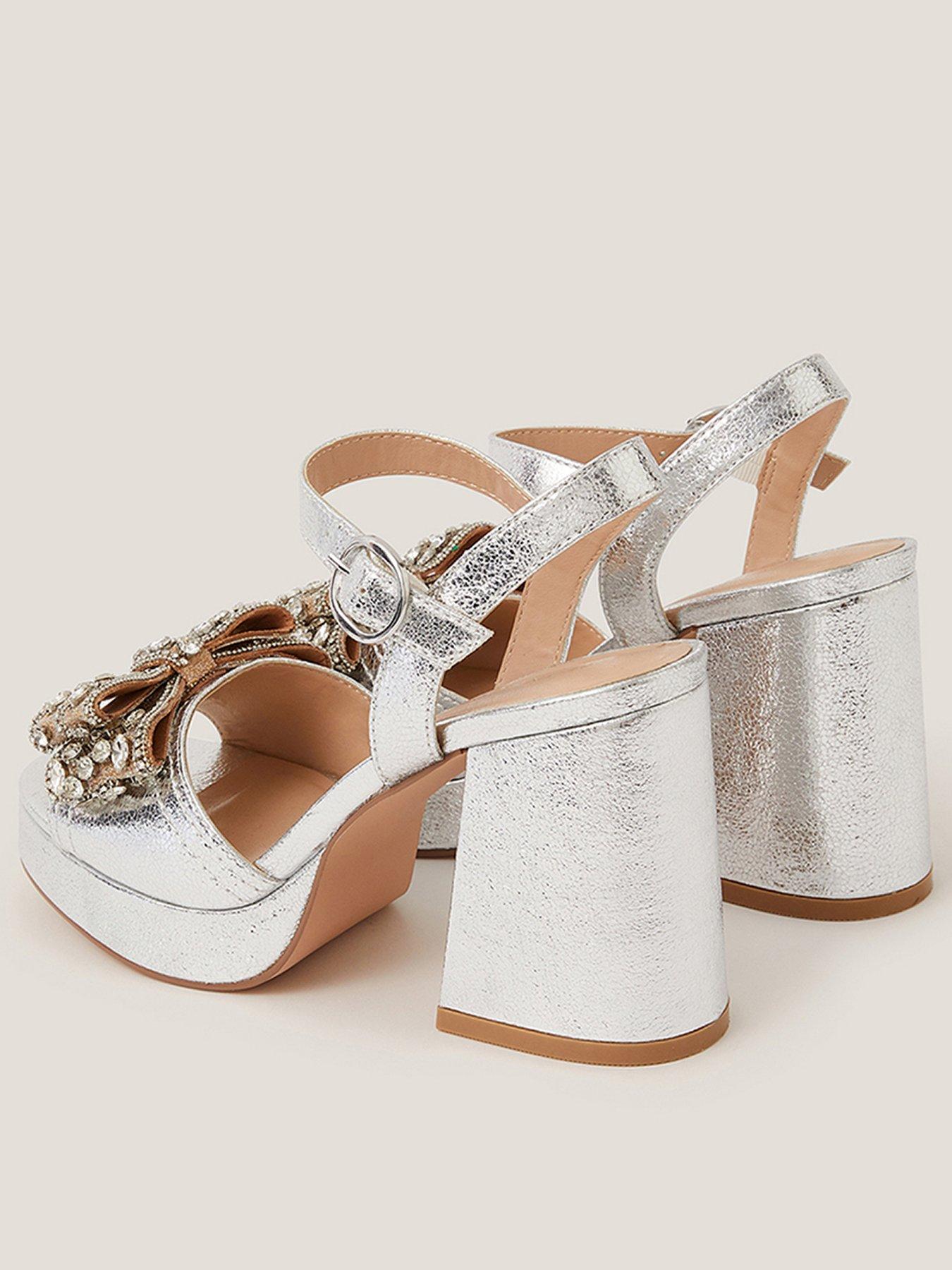 Image 2 of 3 of Monsoon Arla Embellished Bow Platform - Silver