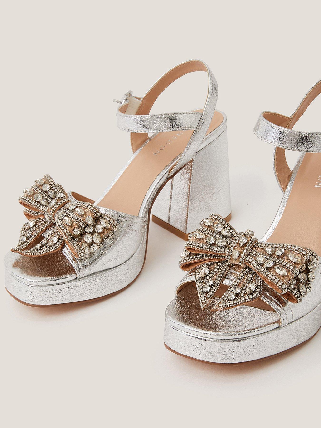 Image 3 of 3 of Monsoon Arla Embellished Bow Platform - Silver