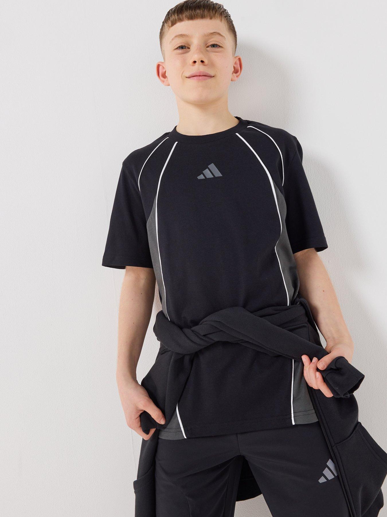 Image 4 of 7 of adidas Sportswear Junior Unisex Color Block T-Shirt - Black