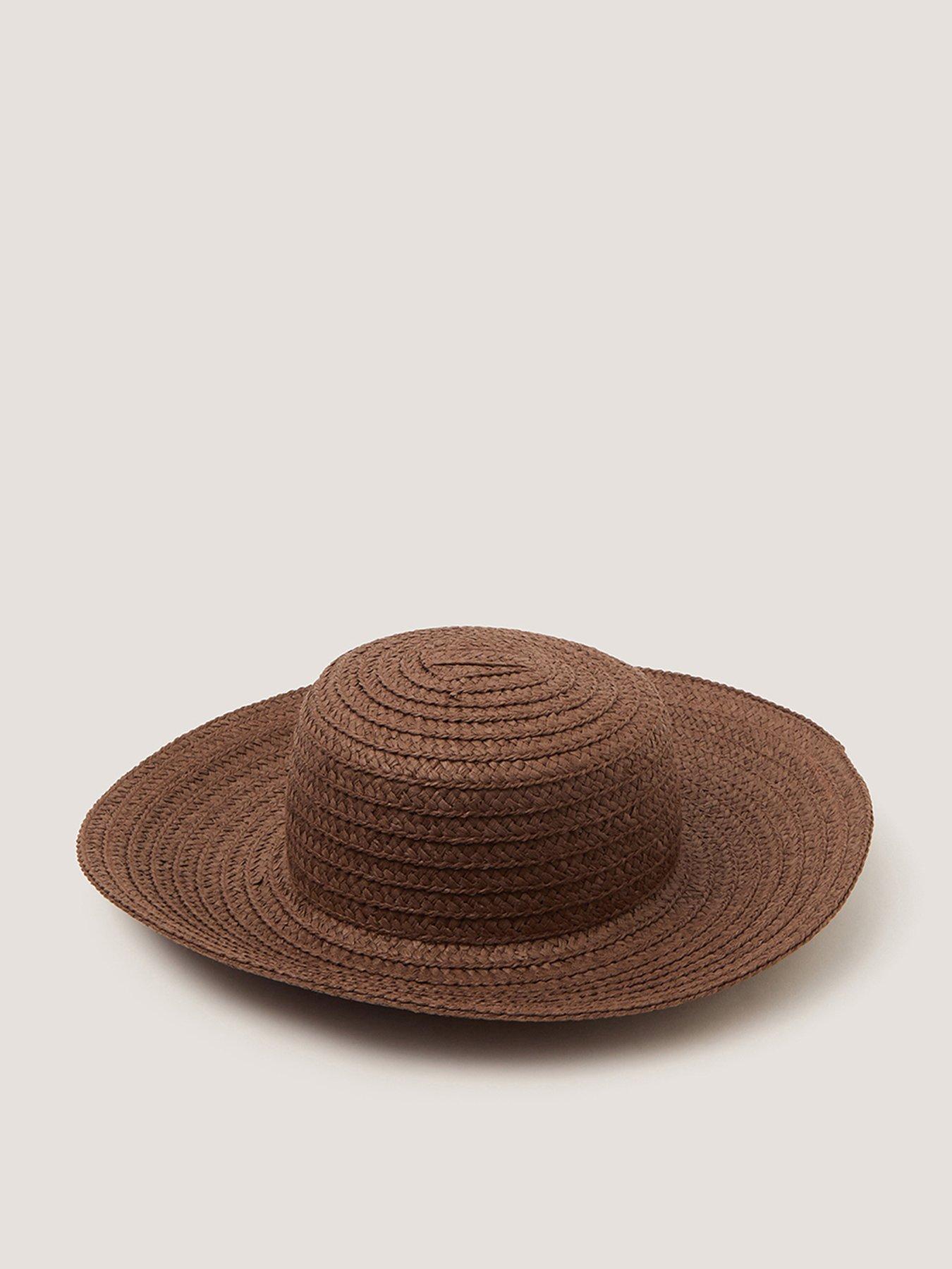 front image of monsoon-aubrie-wide-brim-hat-brown