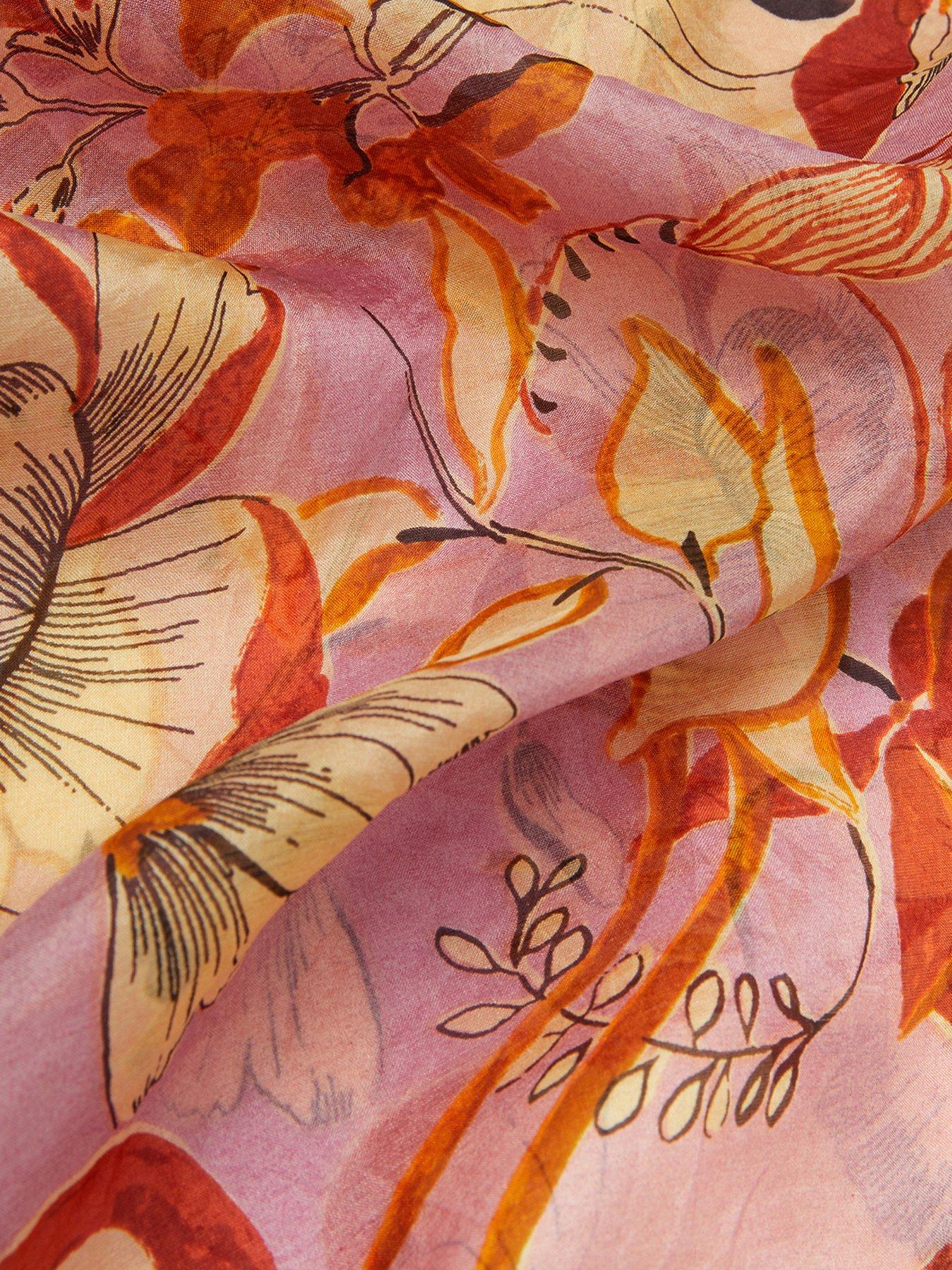 Image 2 of 2 of Monsoon Isabella Square Silk Scarf - Pink