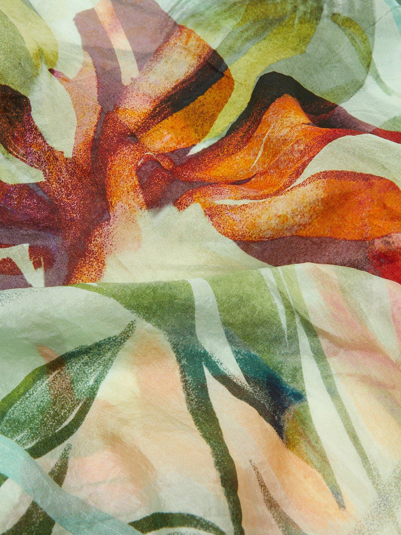  image of monsoon-aimee-lou-floral-square-silk-scarf-multi