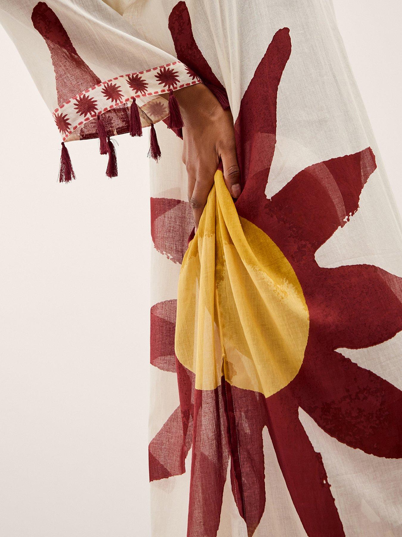 Image 3 of 3 of Monsoon Anissa Sun Print Midi Kaftan - Cream