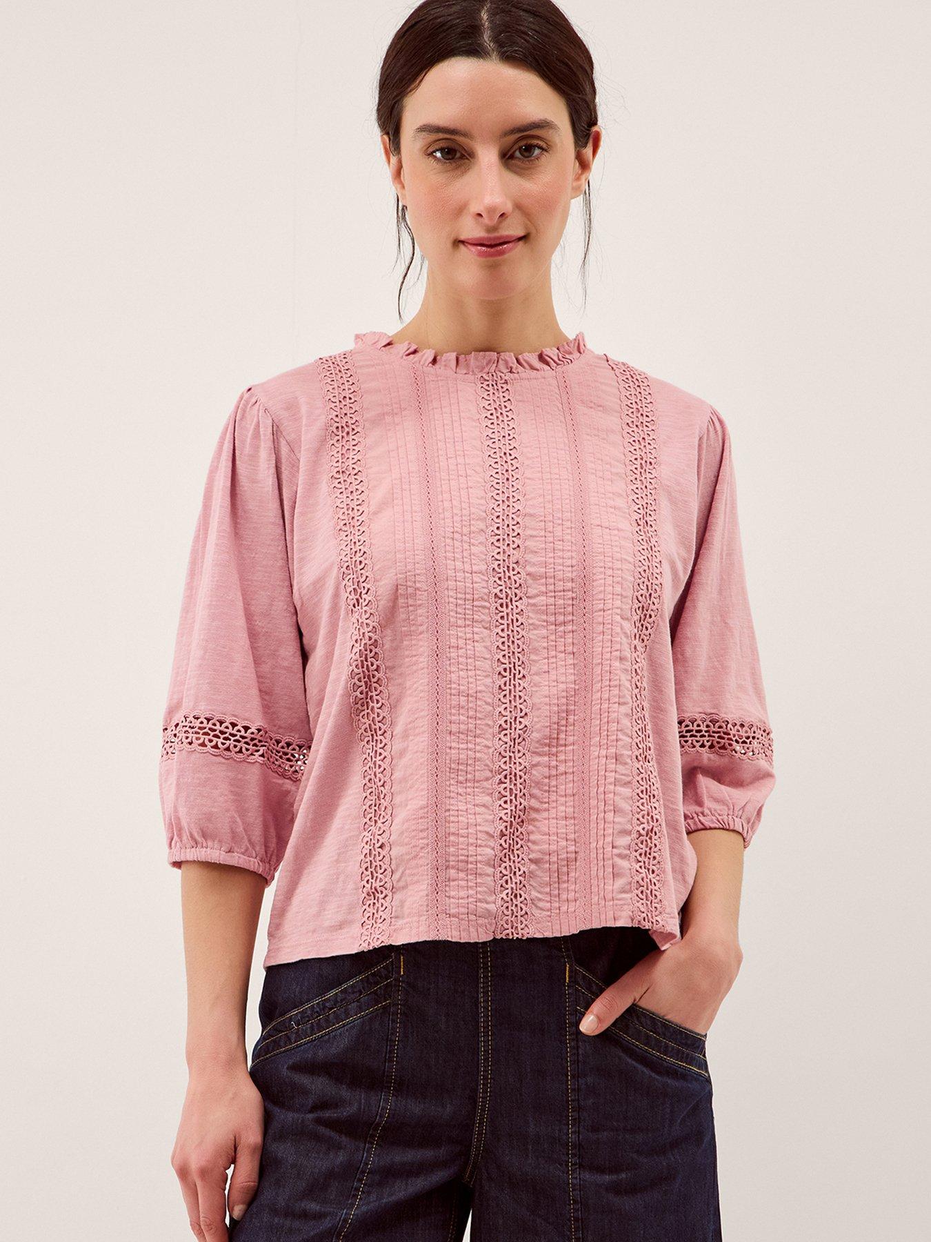 monsoon-lorna-lace-trim-top-pink