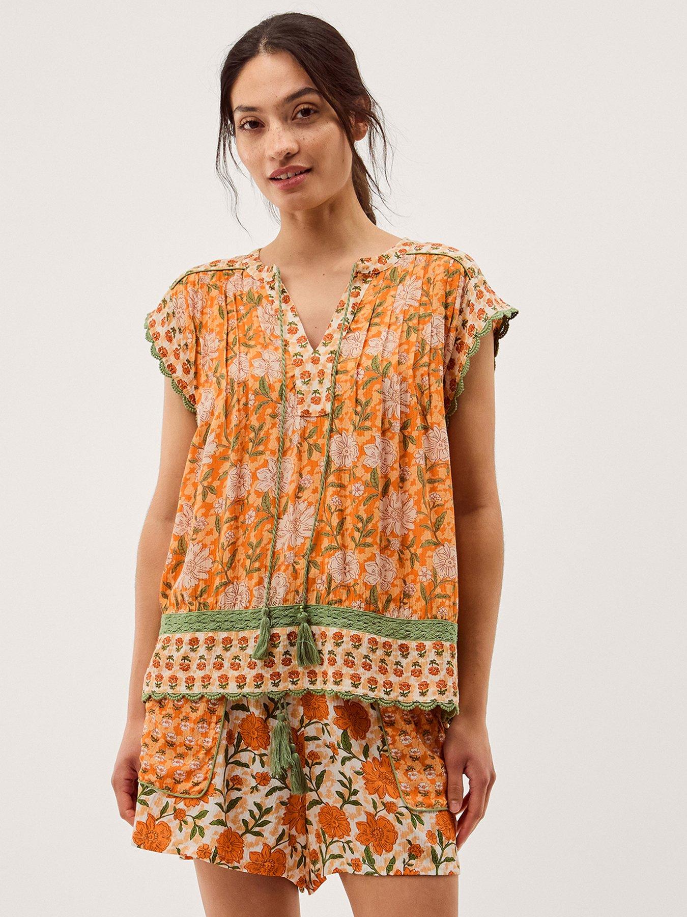 Monsoon Carris Floral Top - Orange