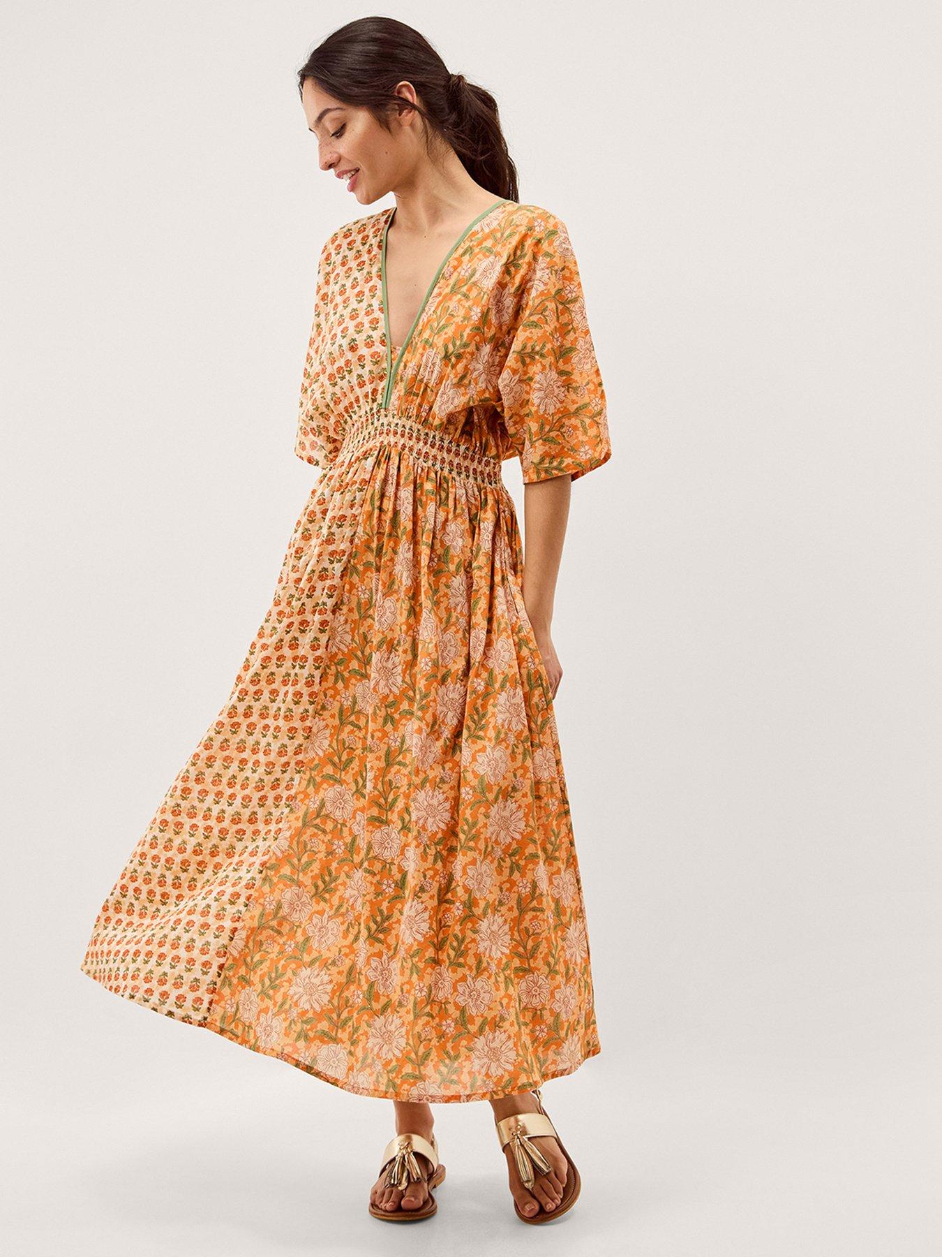 Monsoon Carris Floral Dress - Orange