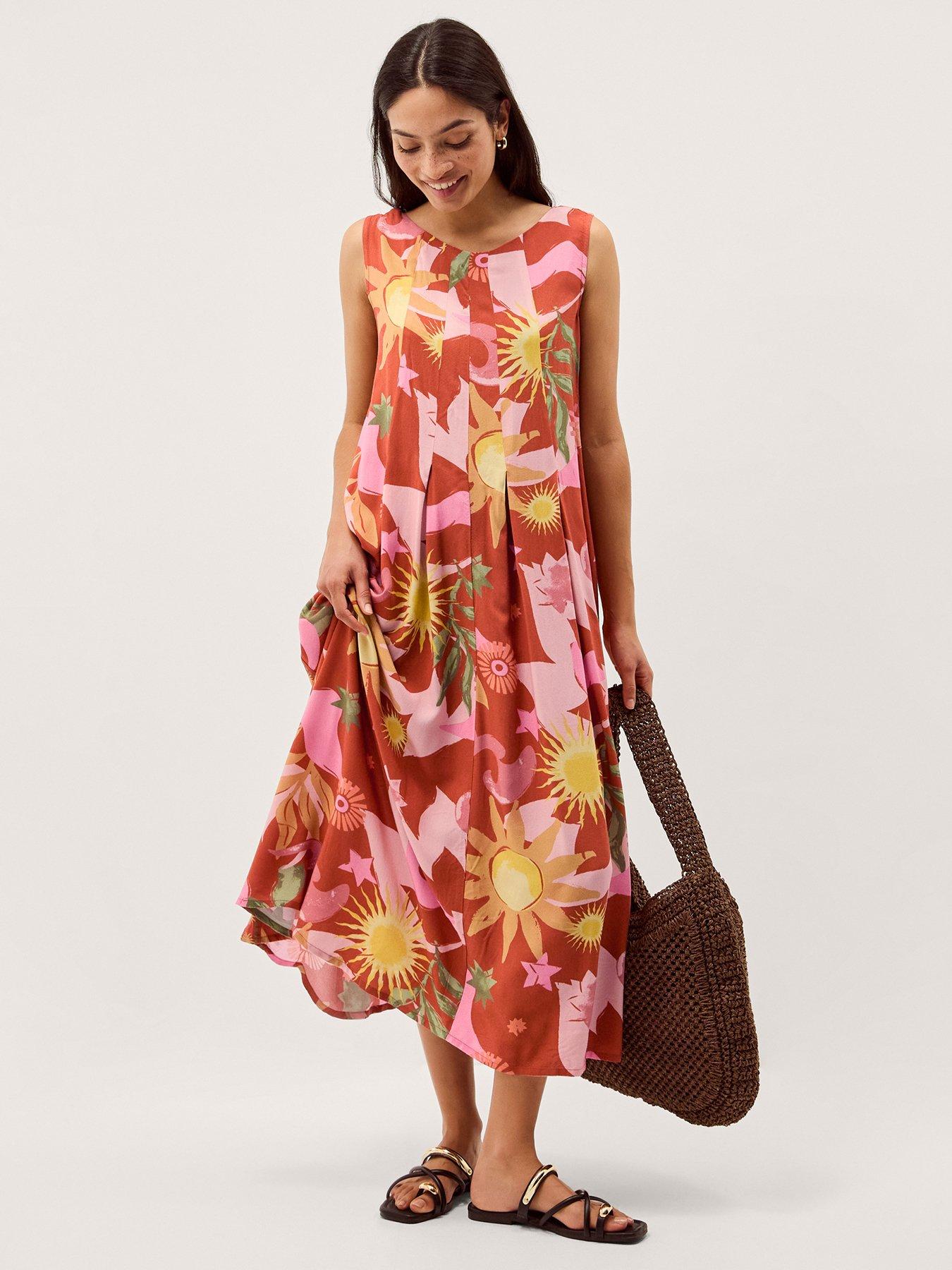  image of monsoon-anissa-a-line-dress-orange