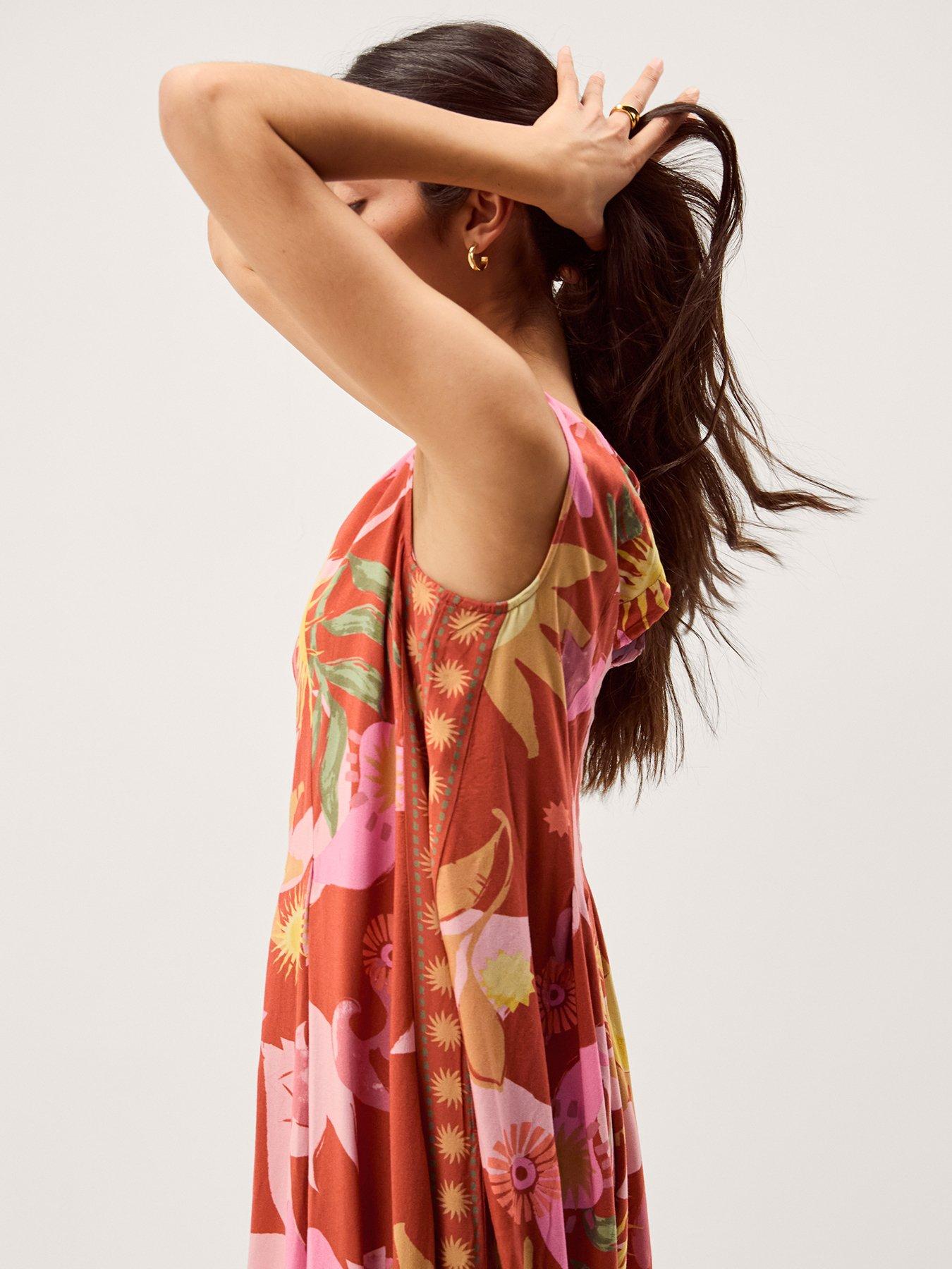  image of monsoon-anissa-a-line-dress-orange