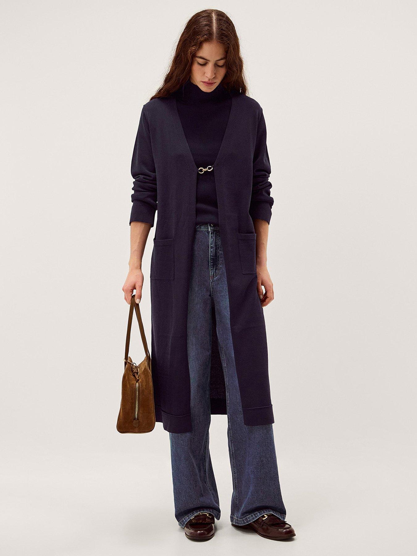  image of monsoon-leah-longline-cardigan-blue
