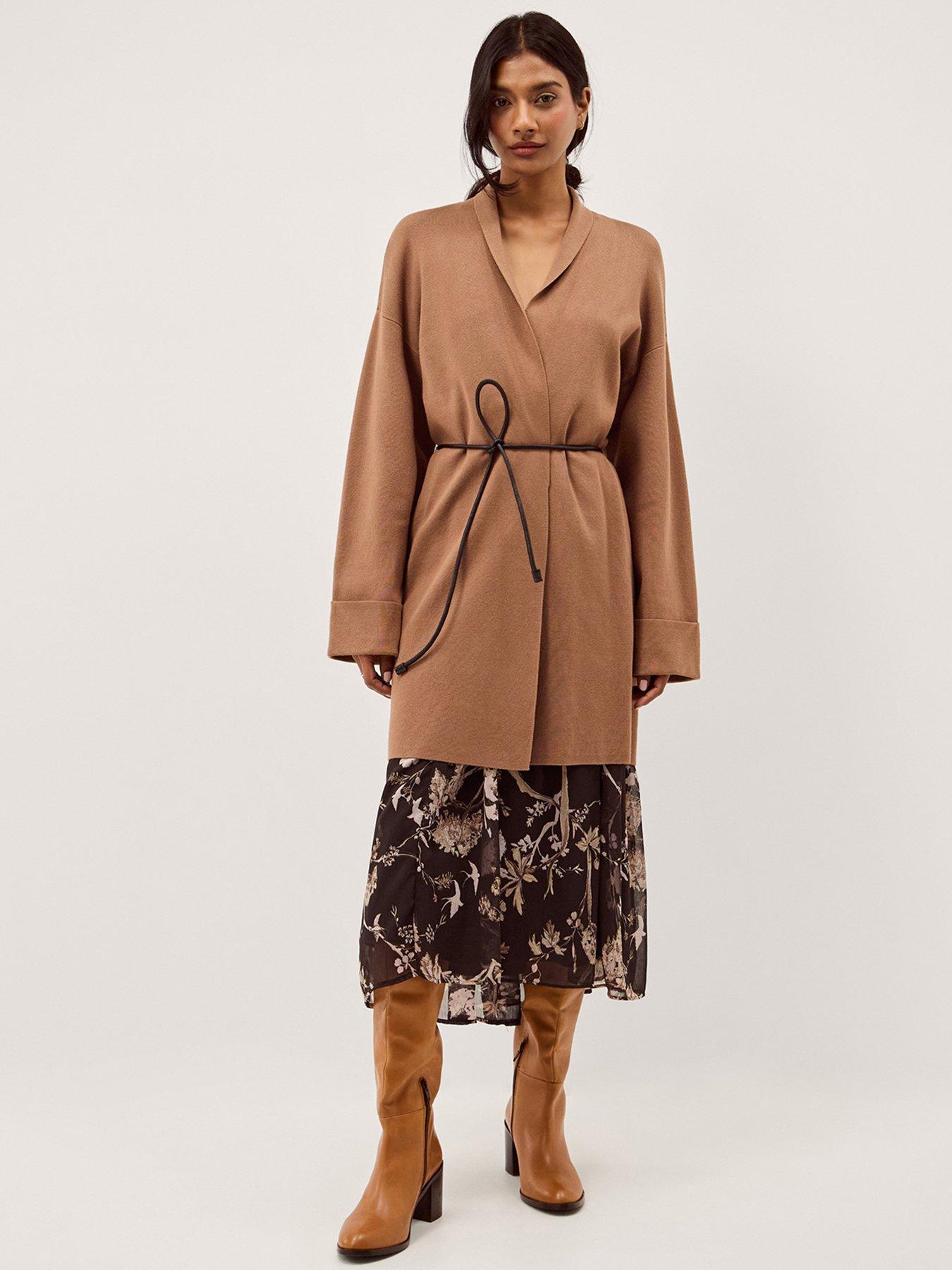 front image of monsoon-saskia-shawl-cardigan-brown