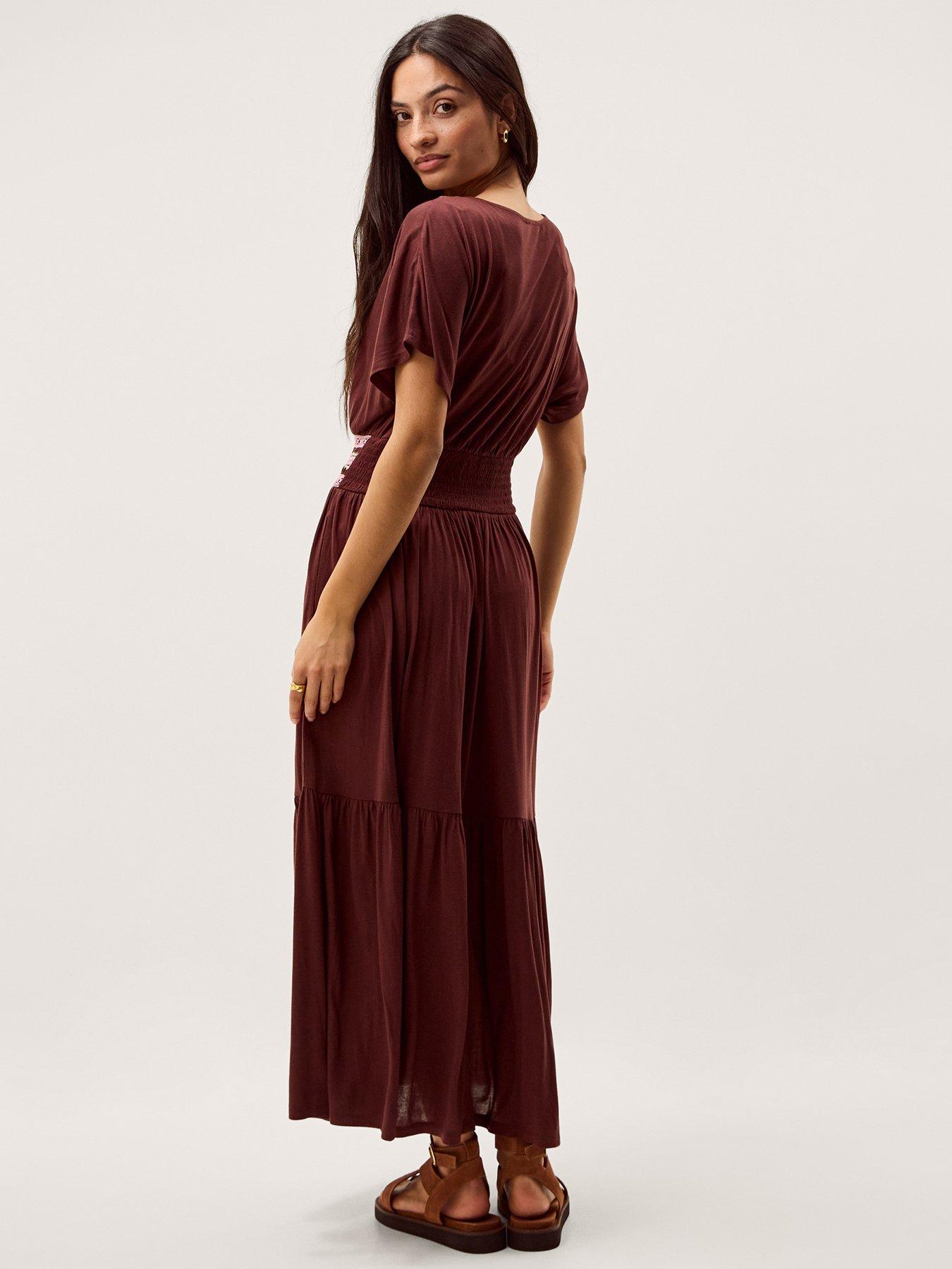 Image 2 of 4 of Monsoon Jacqueline Midi Dress - Brown