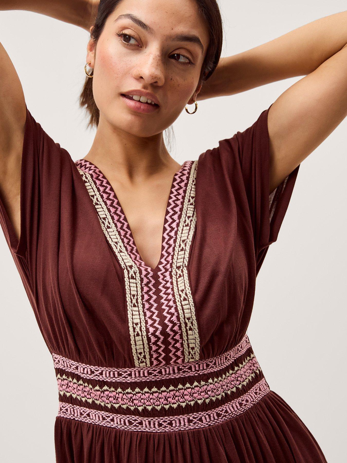 Image 4 of 4 of Monsoon Jacqueline Midi Dress - Brown