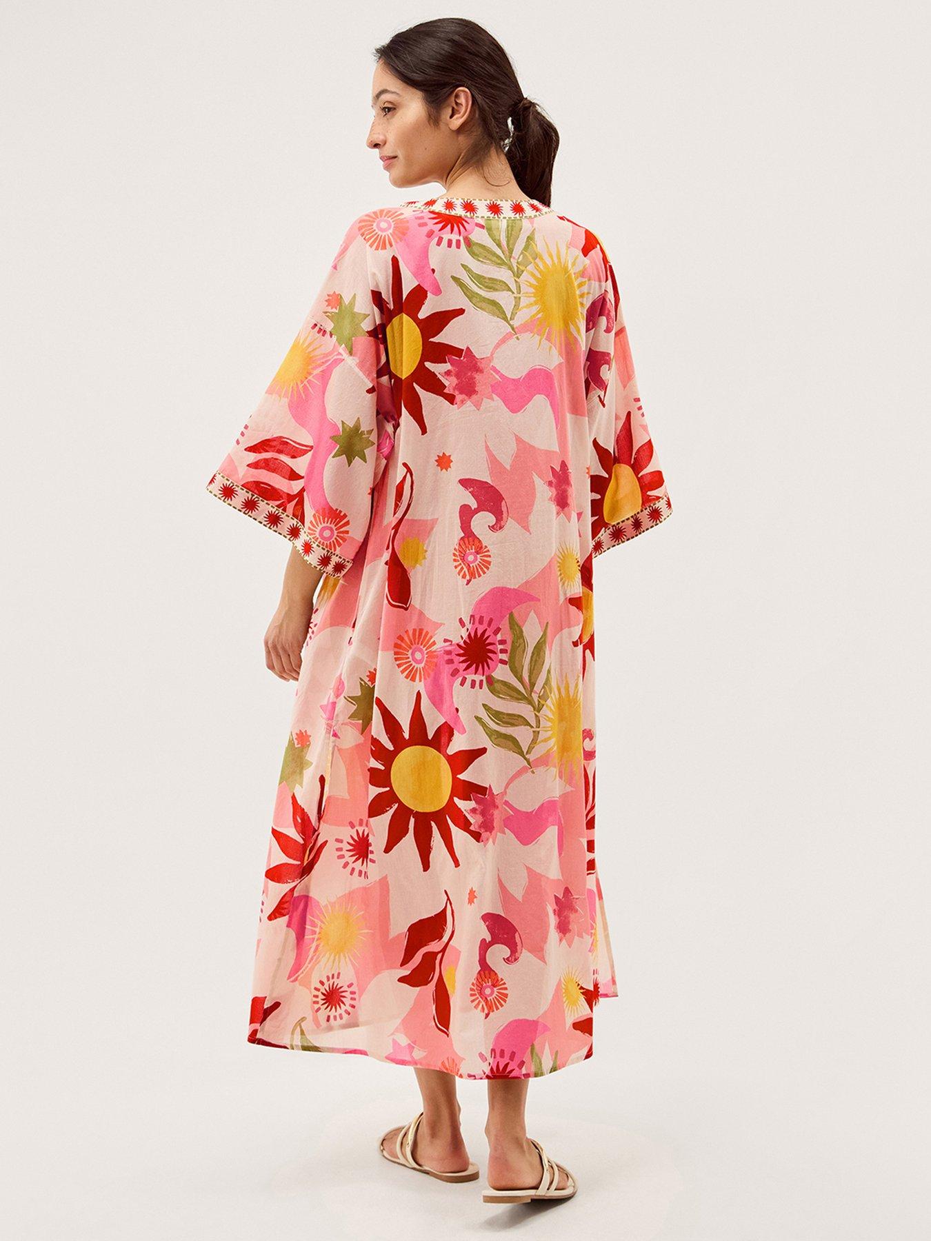 Image 2 of 5 of Monsoon Anissa Printed Kaftan - Cream
