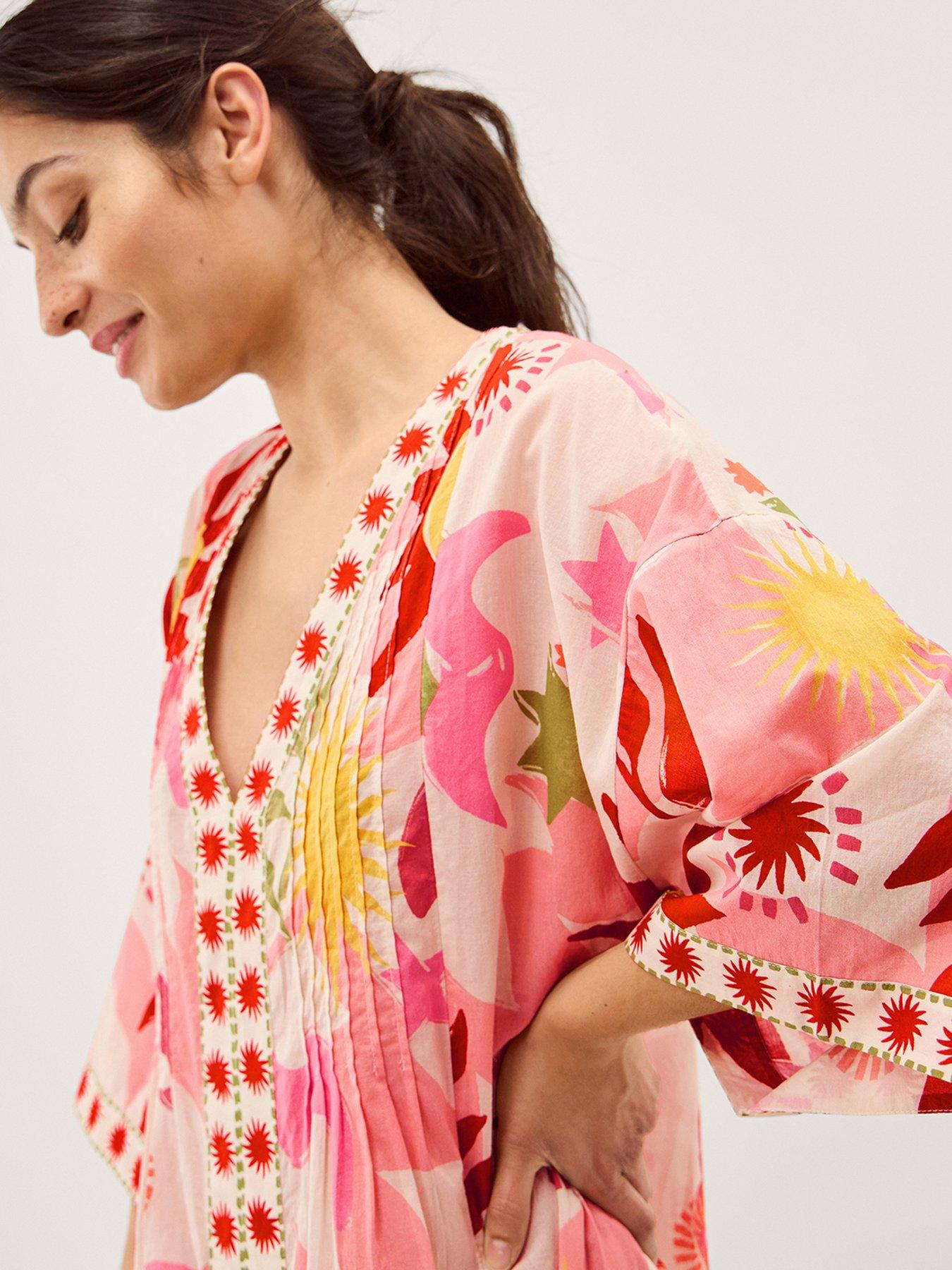 Image 4 of 5 of Monsoon Anissa Printed Kaftan - Cream
