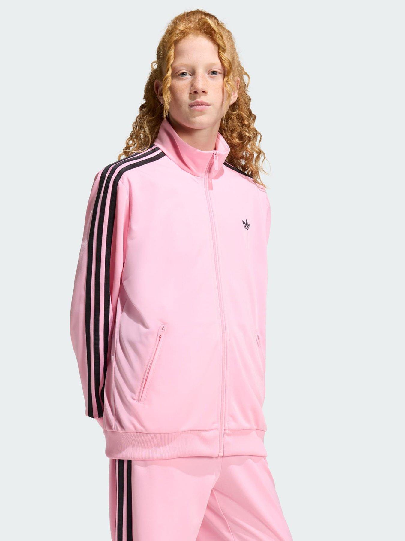 adidas Originals Junior Girls Firebird Loose Tracksuit Top - Pink