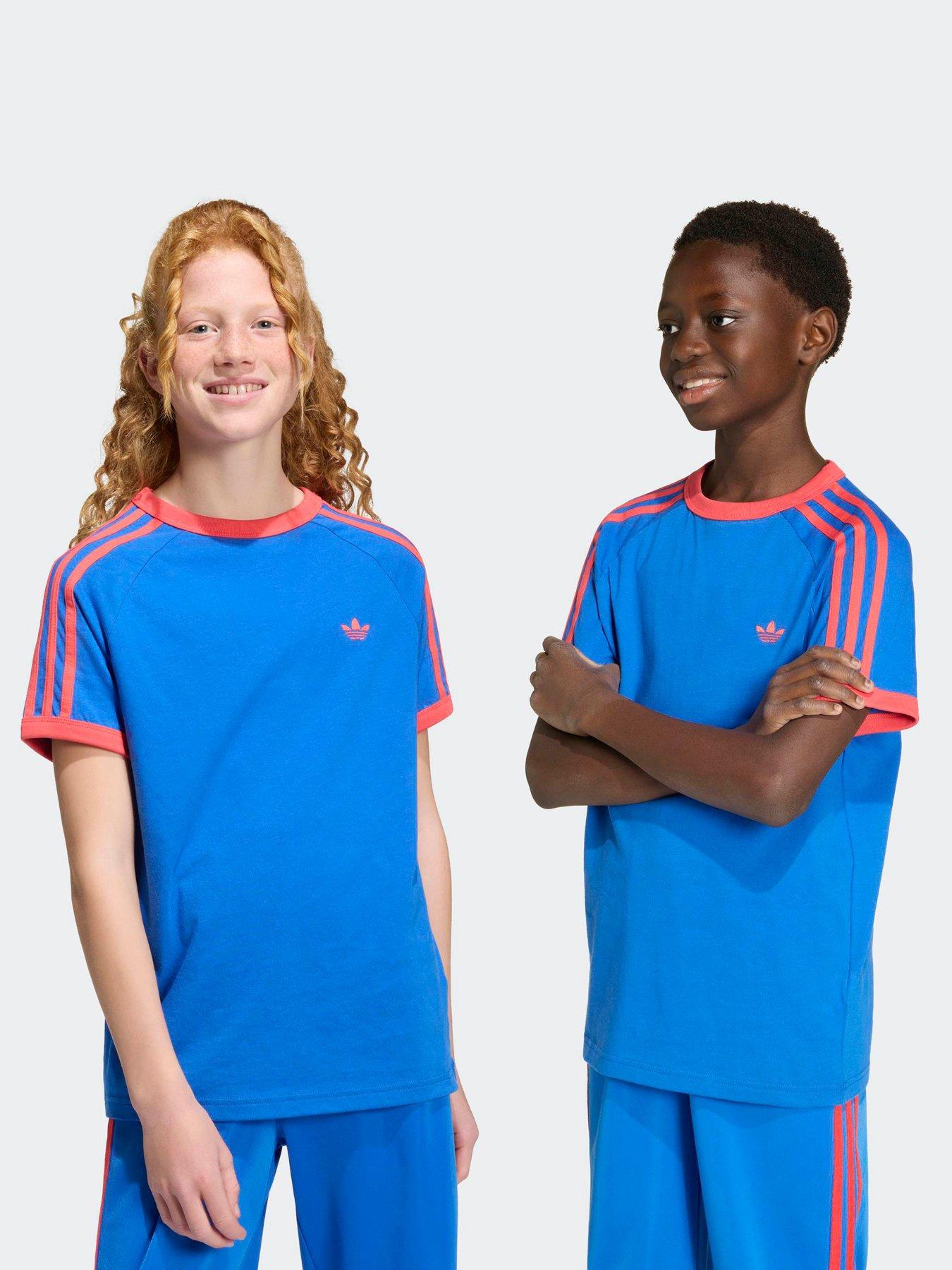 adidas Originals Junior Boys 3 -Stripe T-Shirt - Blue