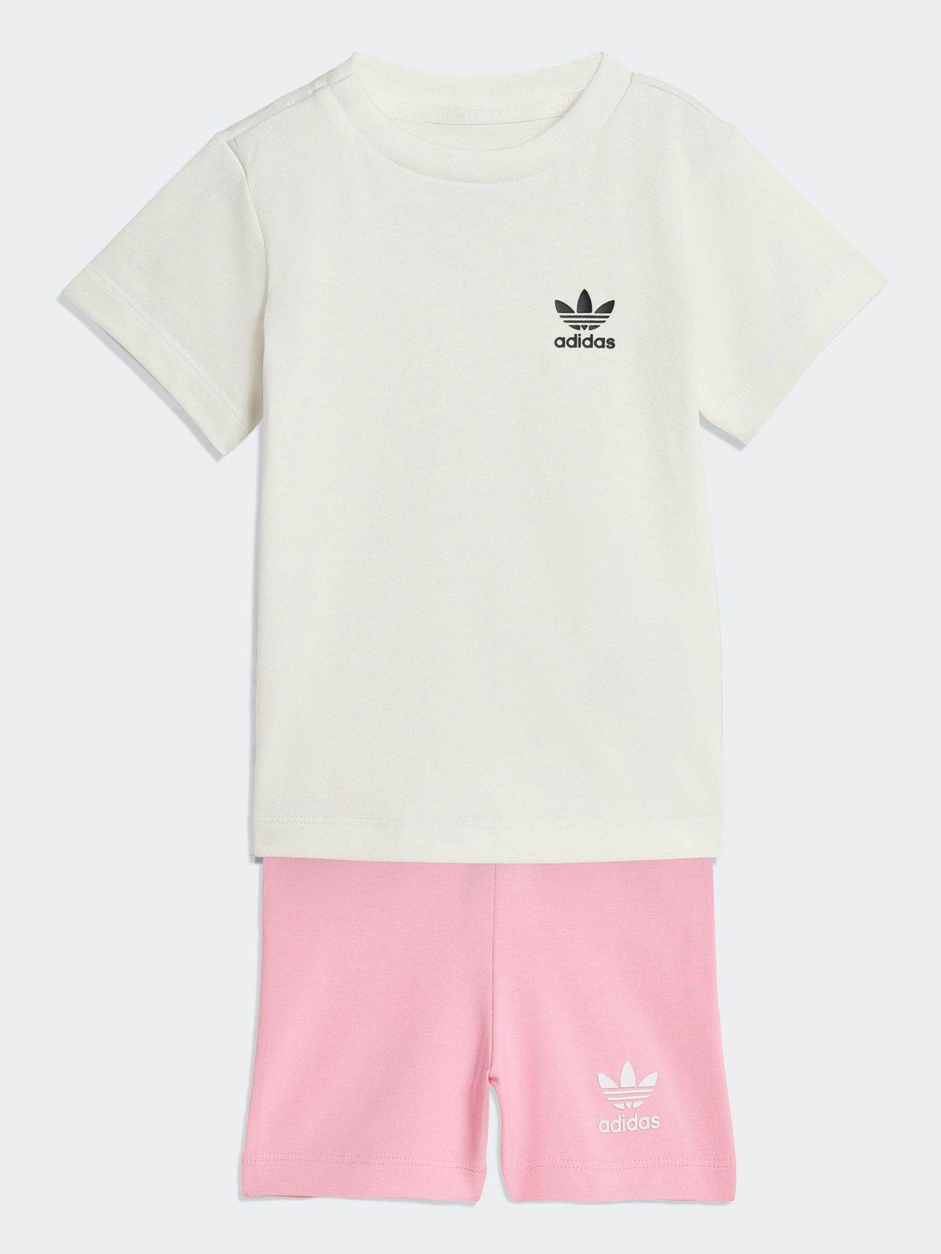 adidas Originals Infant Girl's Cycling Shorts And T-Shirt Set Kids - Pink