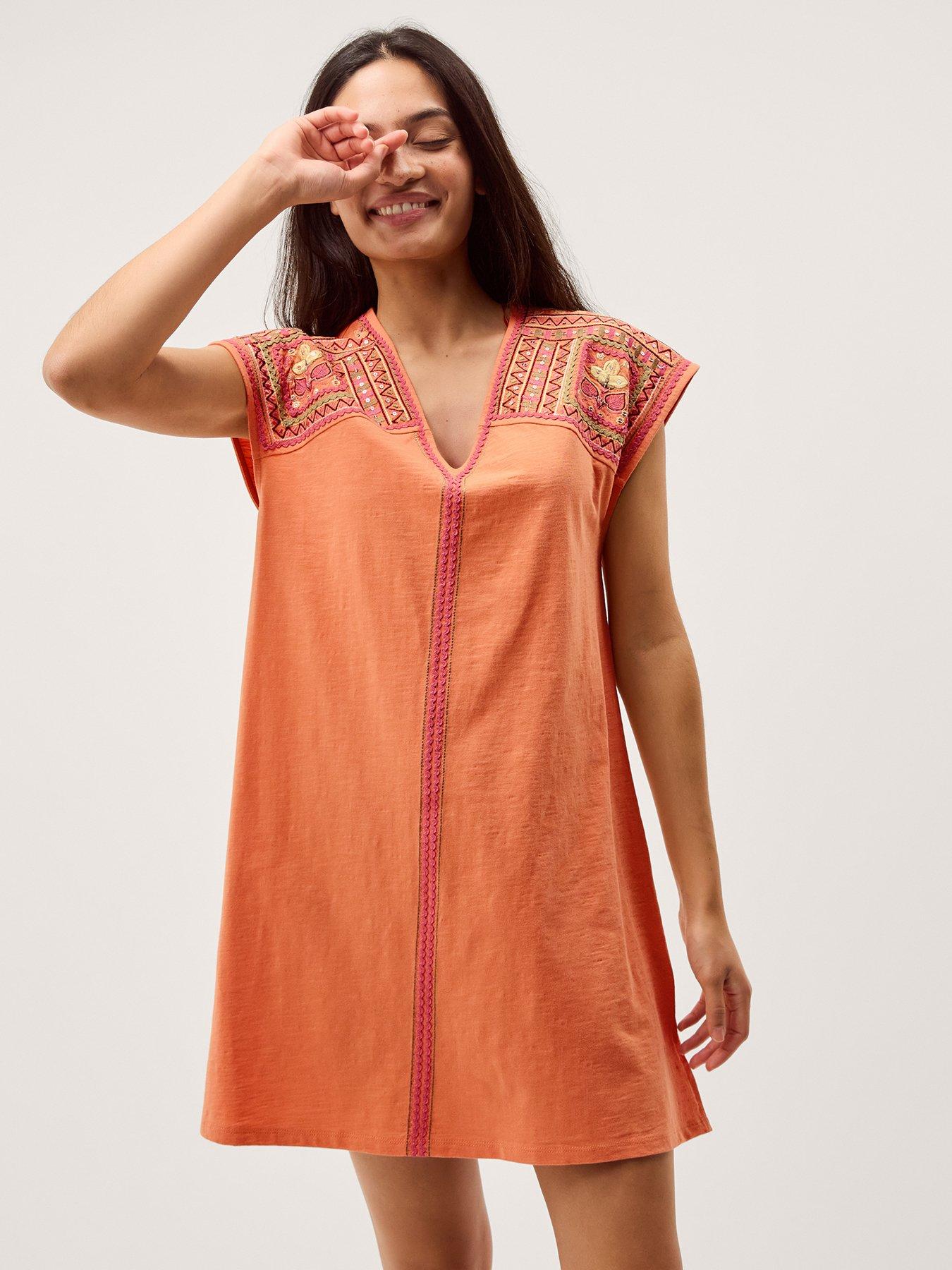  image of monsoon-juliet-embroidered-kaftan-orange