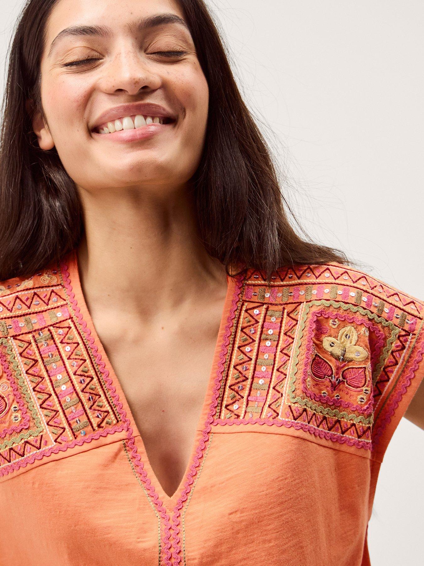  image of monsoon-juliet-embroidered-kaftan-orange