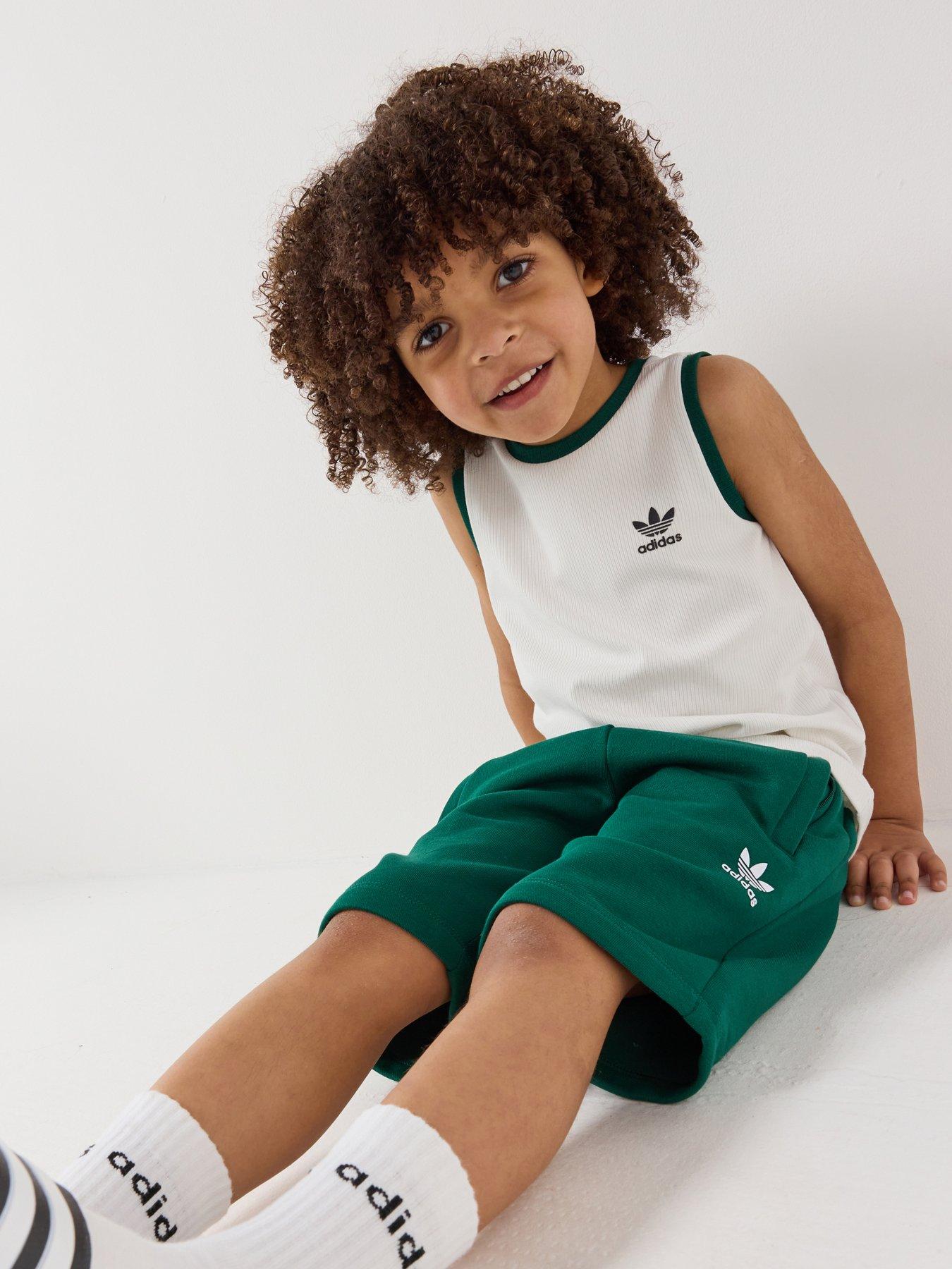 adidas Originals Kids Boy's Regular Rib Short Tank Set - Green