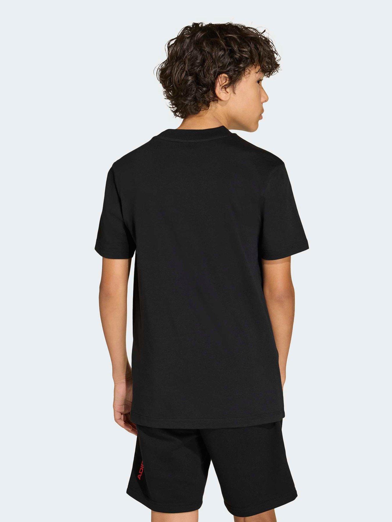Image 2 of 6 of adidas Sportswear Junior Boys Boys Slogan Single Jersey T-Shirt - Black