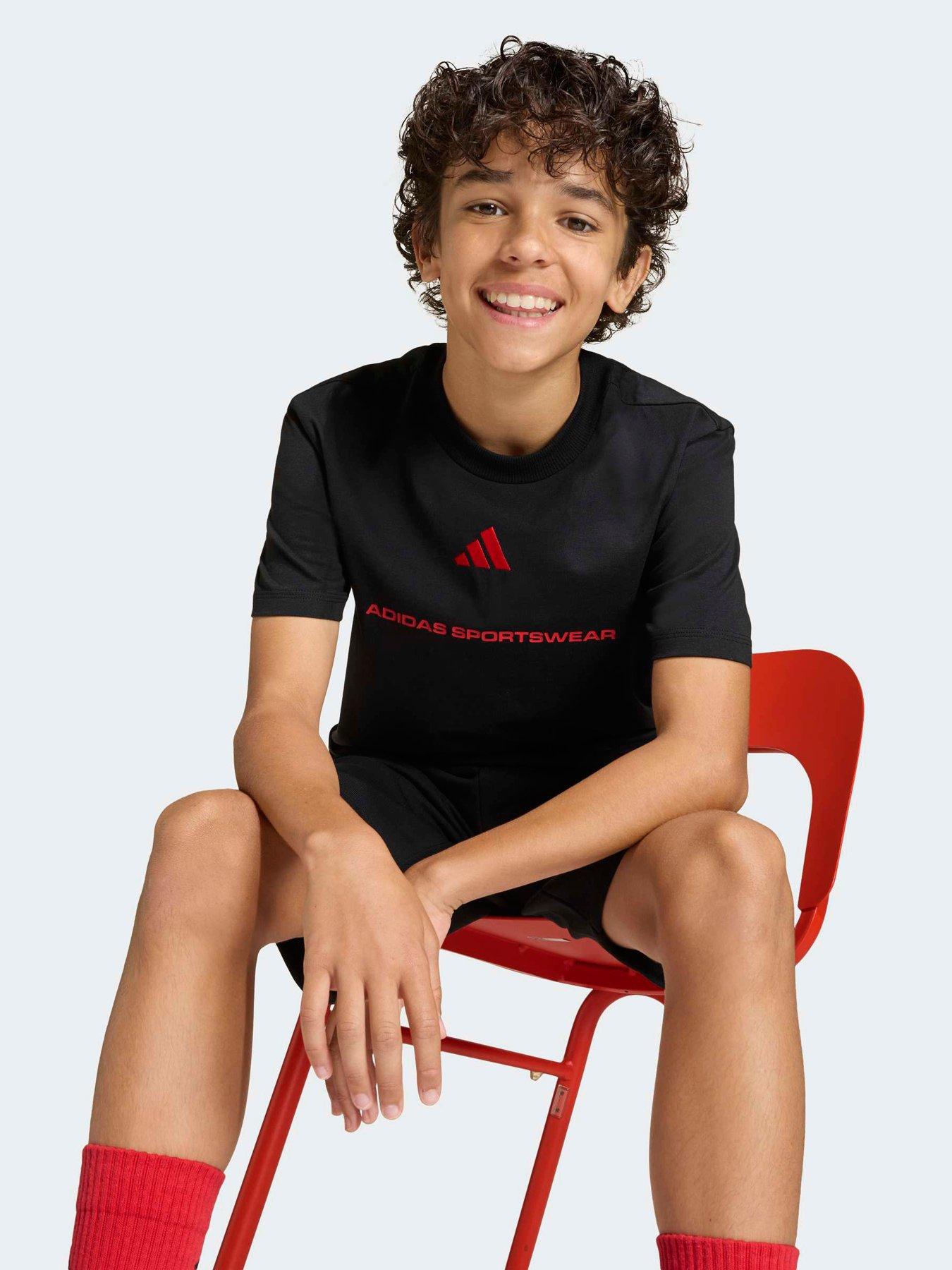 Image 4 of 6 of adidas Sportswear Junior Boys Boys Slogan Single Jersey T-Shirt - Black
