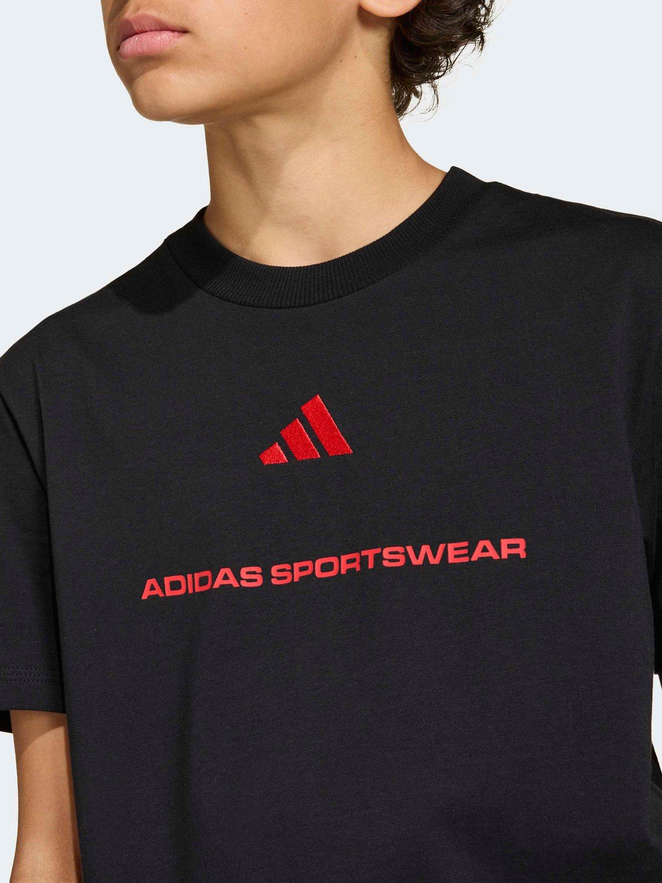 Image 5 of 6 of adidas Sportswear Junior Boys Boys Slogan Single Jersey T-Shirt - Black