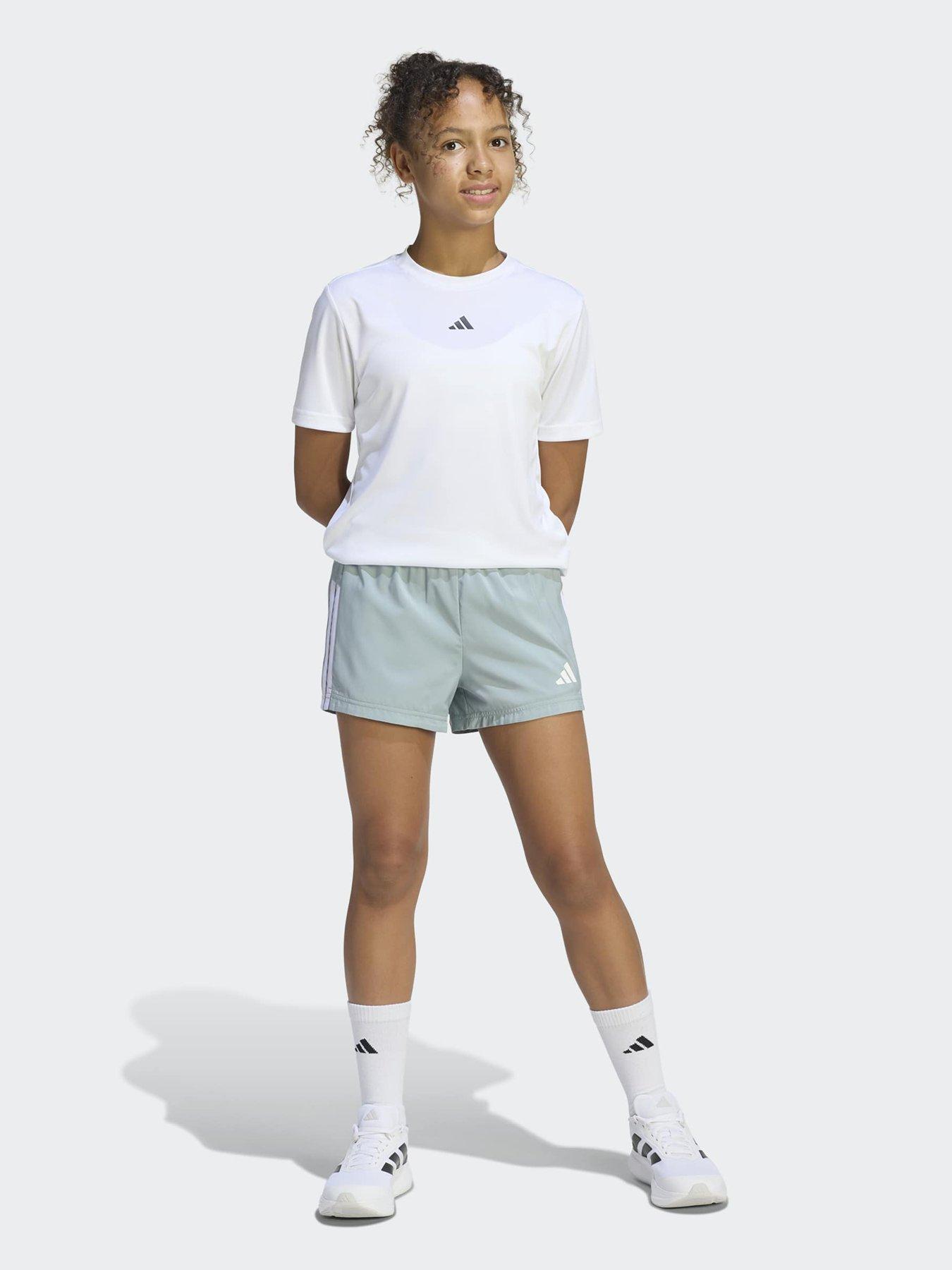 adidas Junior Girls Train Essentials 3-Stripe Shorts - Green