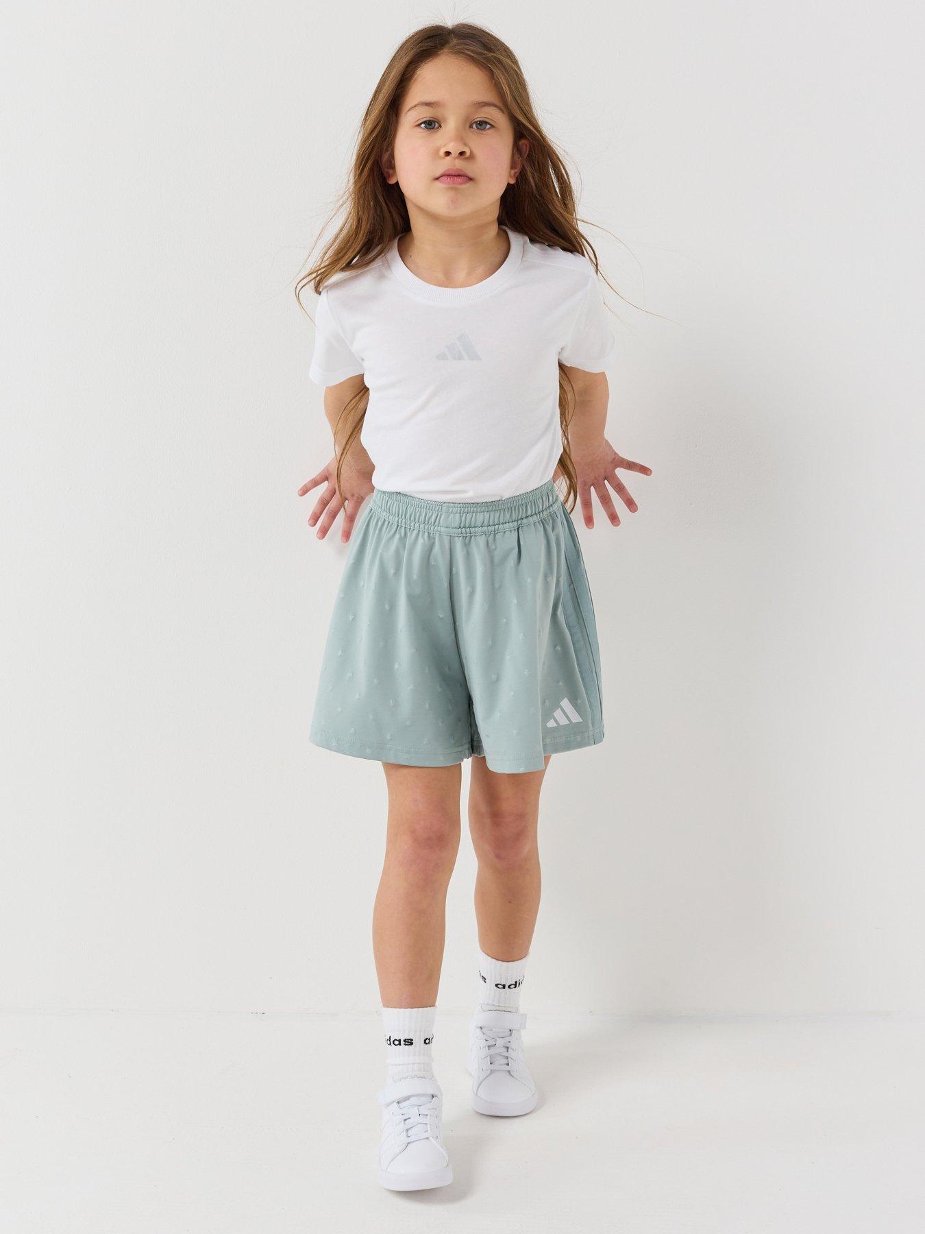 Image 3 of 6 of adidas Sportswear Kids Girls Seasonals Glam Short Set - White
