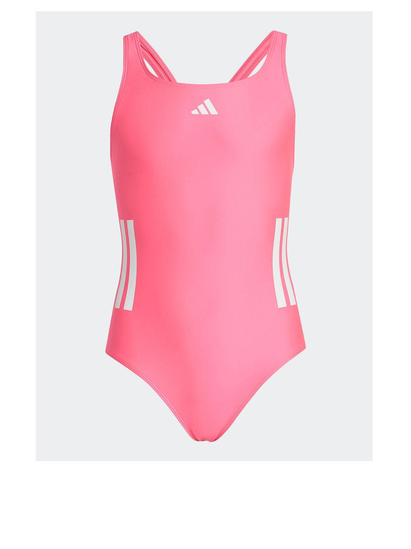 adidas Girls 3-Stripe Swimsuit - Pink