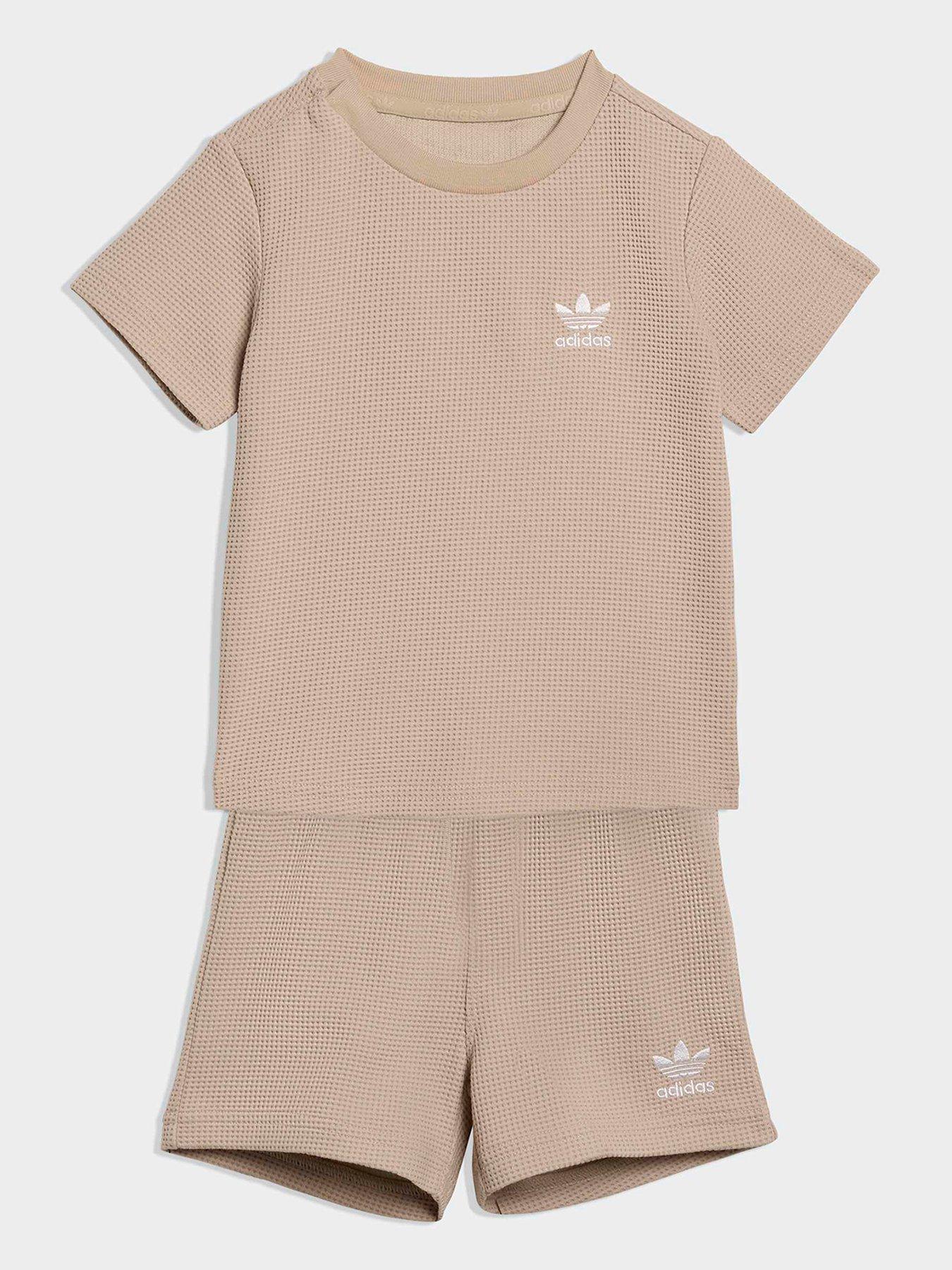 adidas-originals-infant-unisex-regular-waffle-short-t-shirt-set-beige