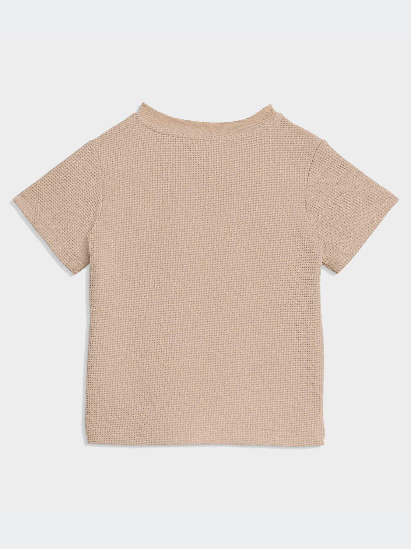 Image 3 of 6 of adidas Originals Infant Unisex Regular Waffle Short T-Shirt Set - Beige