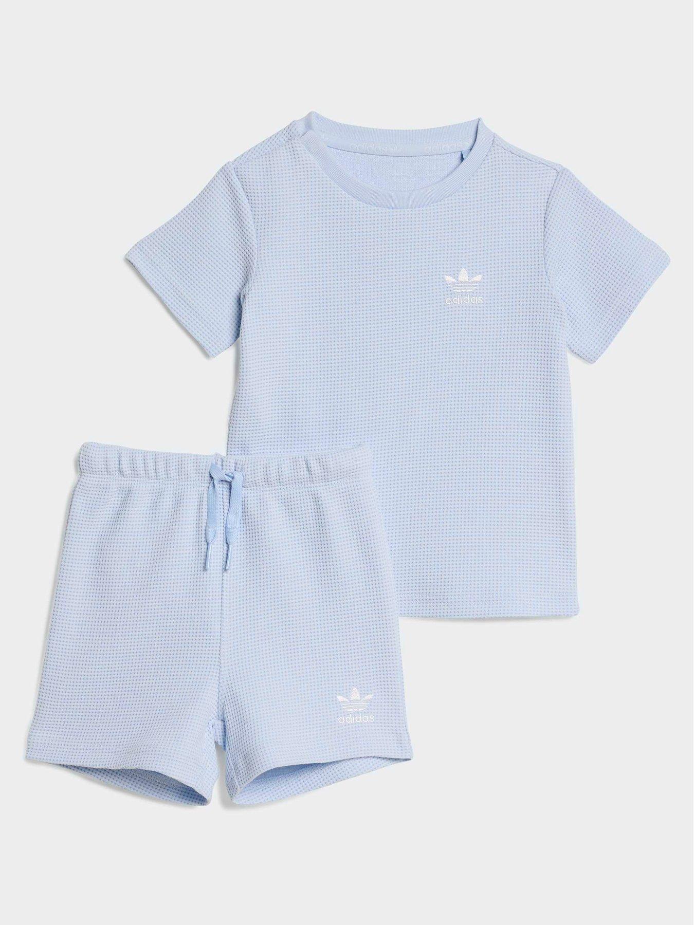 adidas Originals Infant Unisex Regular Waffle Short T-Shirt Set - Blue