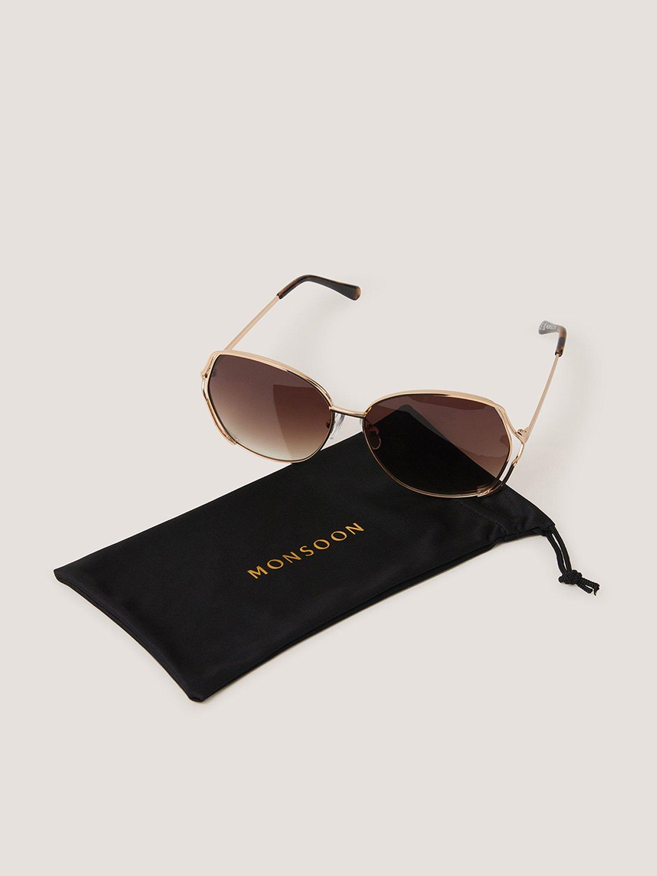 Image 1 of 3 of Monsoon Oversized Metal Sunglasses - Gold