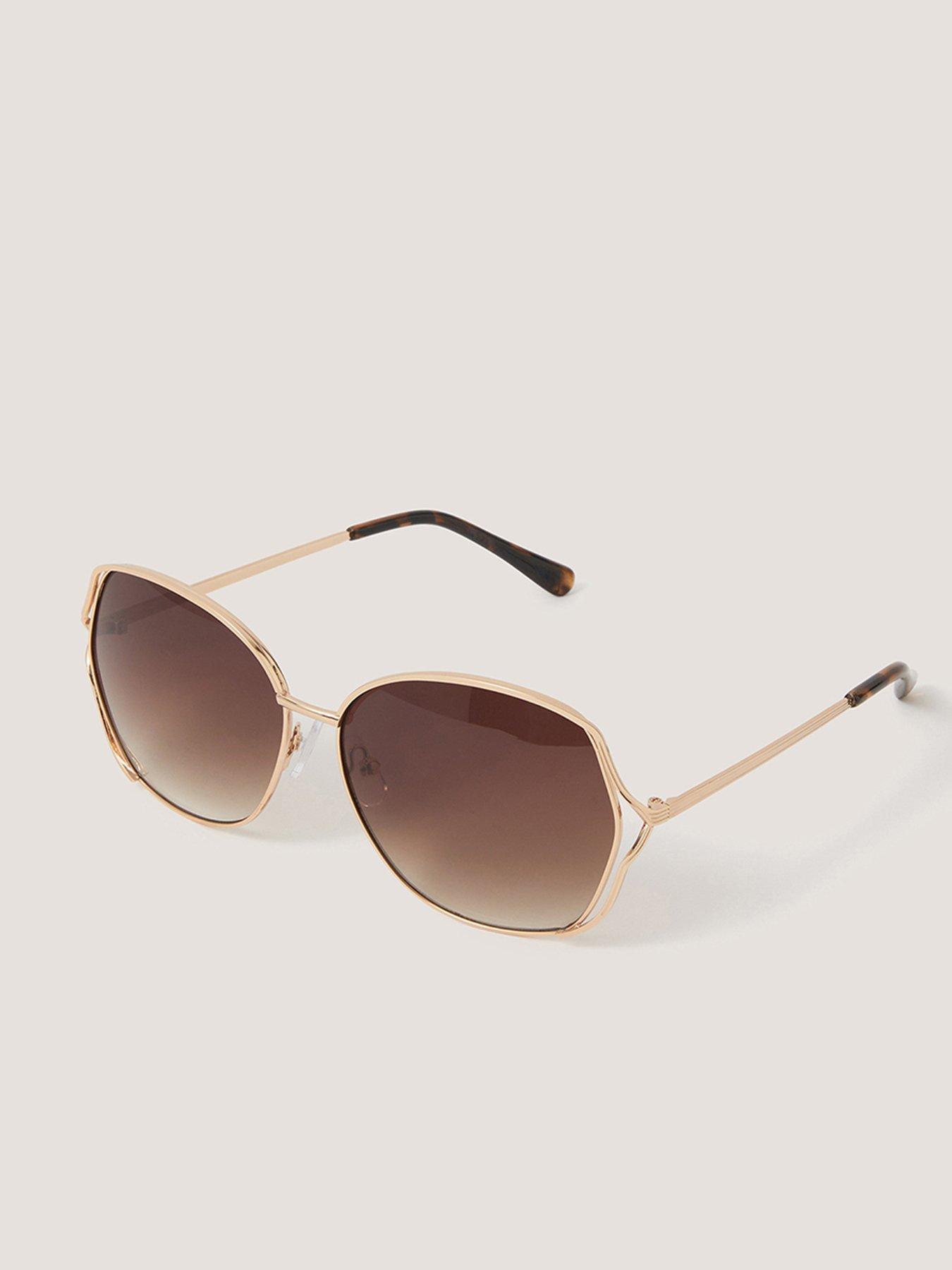 Image 2 of 3 of Monsoon Oversized Metal Sunglasses - Gold