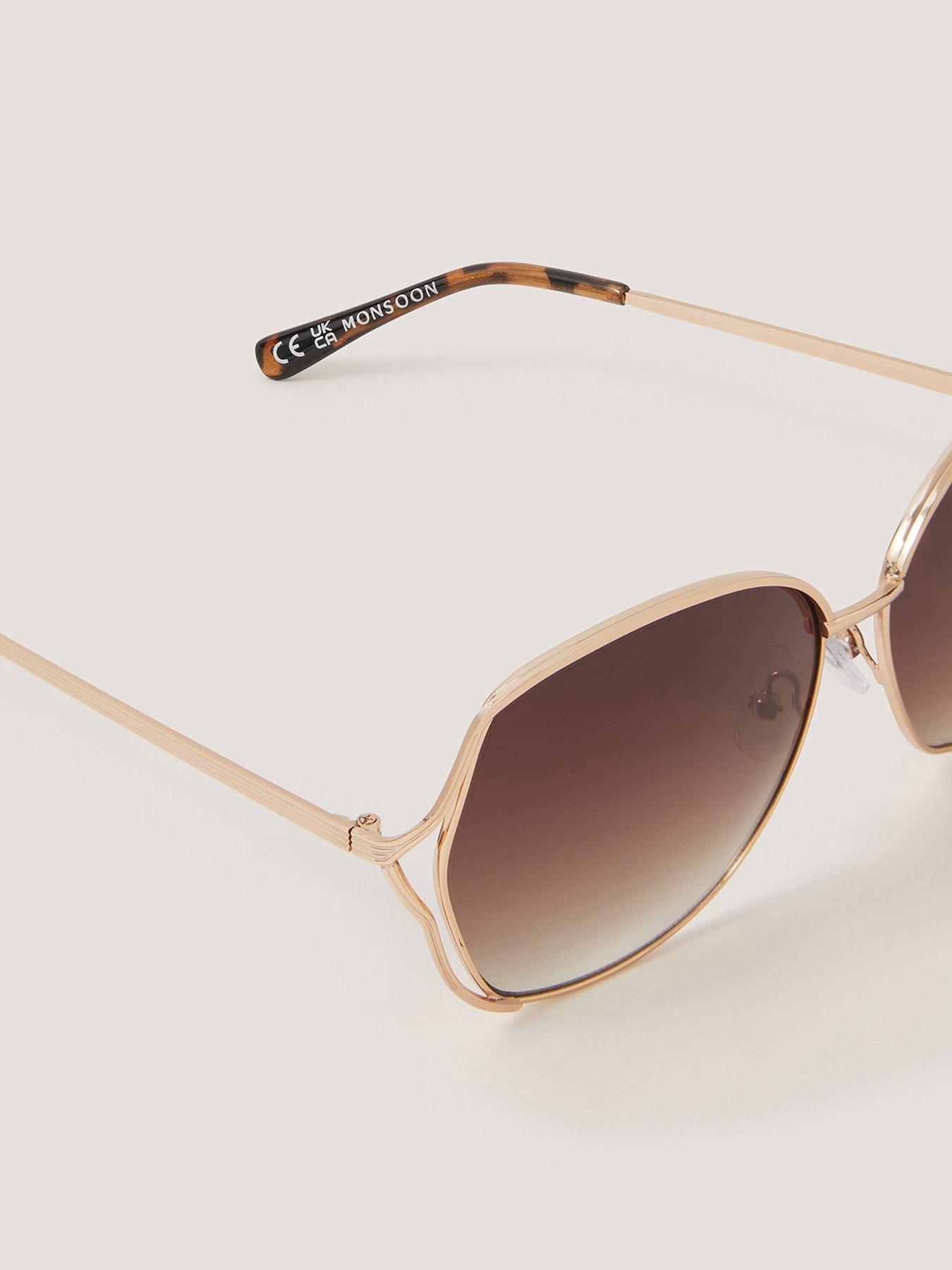 Image 3 of 3 of Monsoon Oversized Metal Sunglasses - Gold