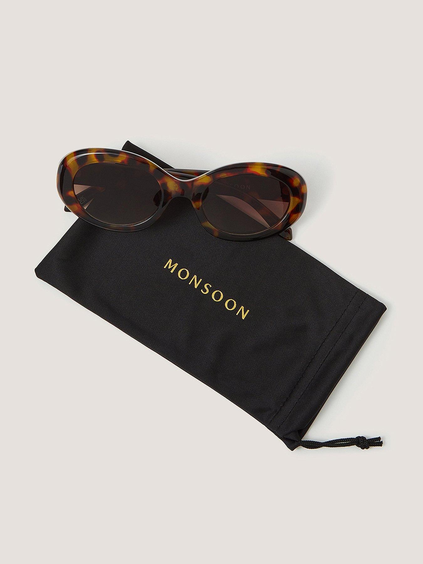 front image of monsoon-tort-oval-sunglass-brown