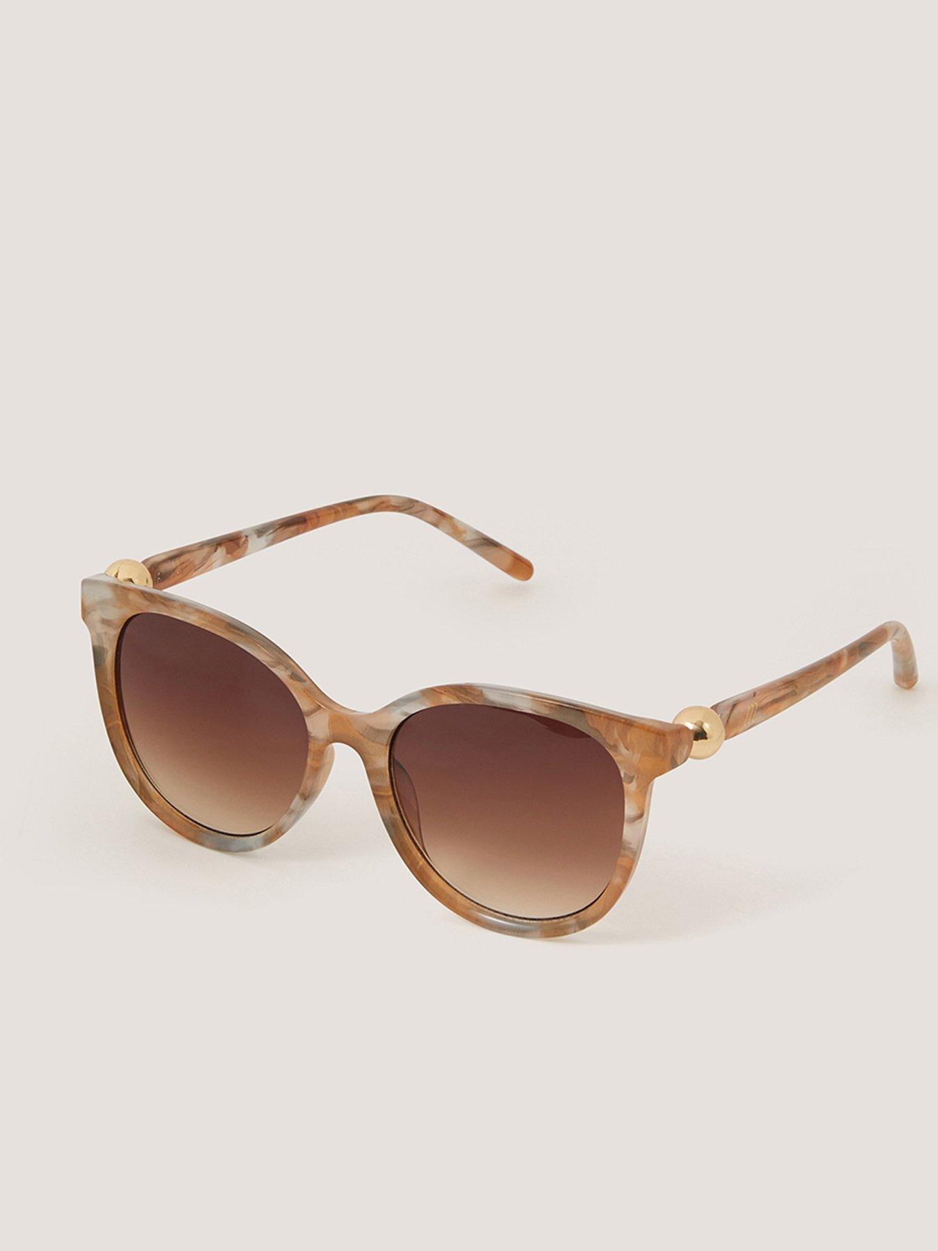 back image of monsoon-gold-ball-trim-cateye-brown