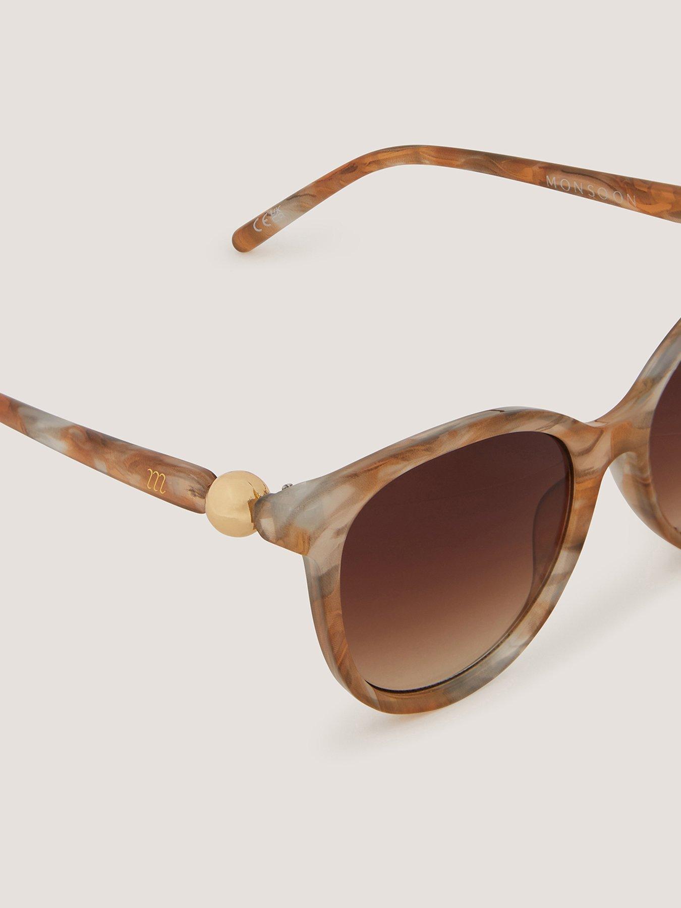  image of monsoon-gold-ball-trim-cateye-brown