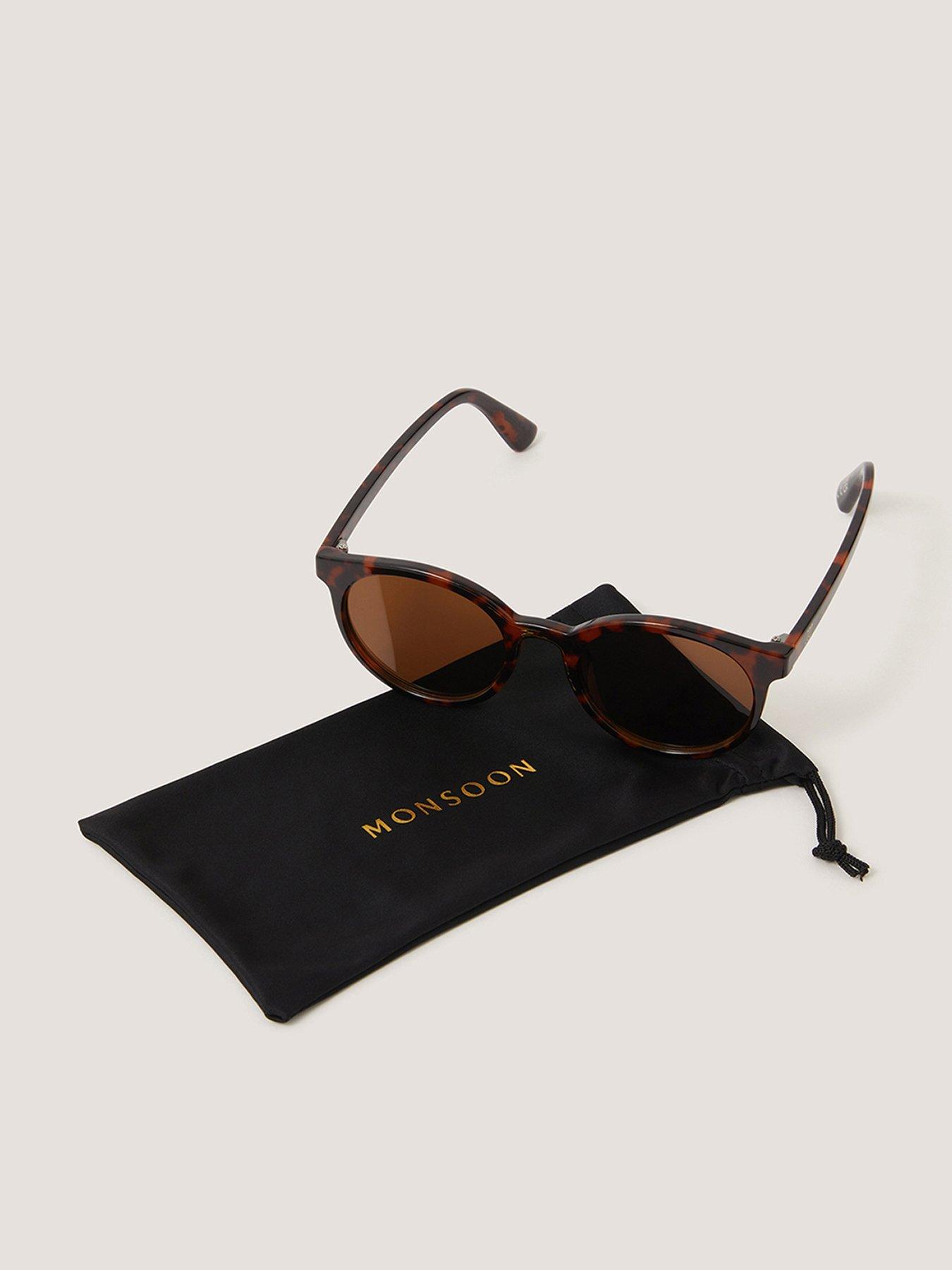 front image of monsoon-tort-frame-sunglasses-brown