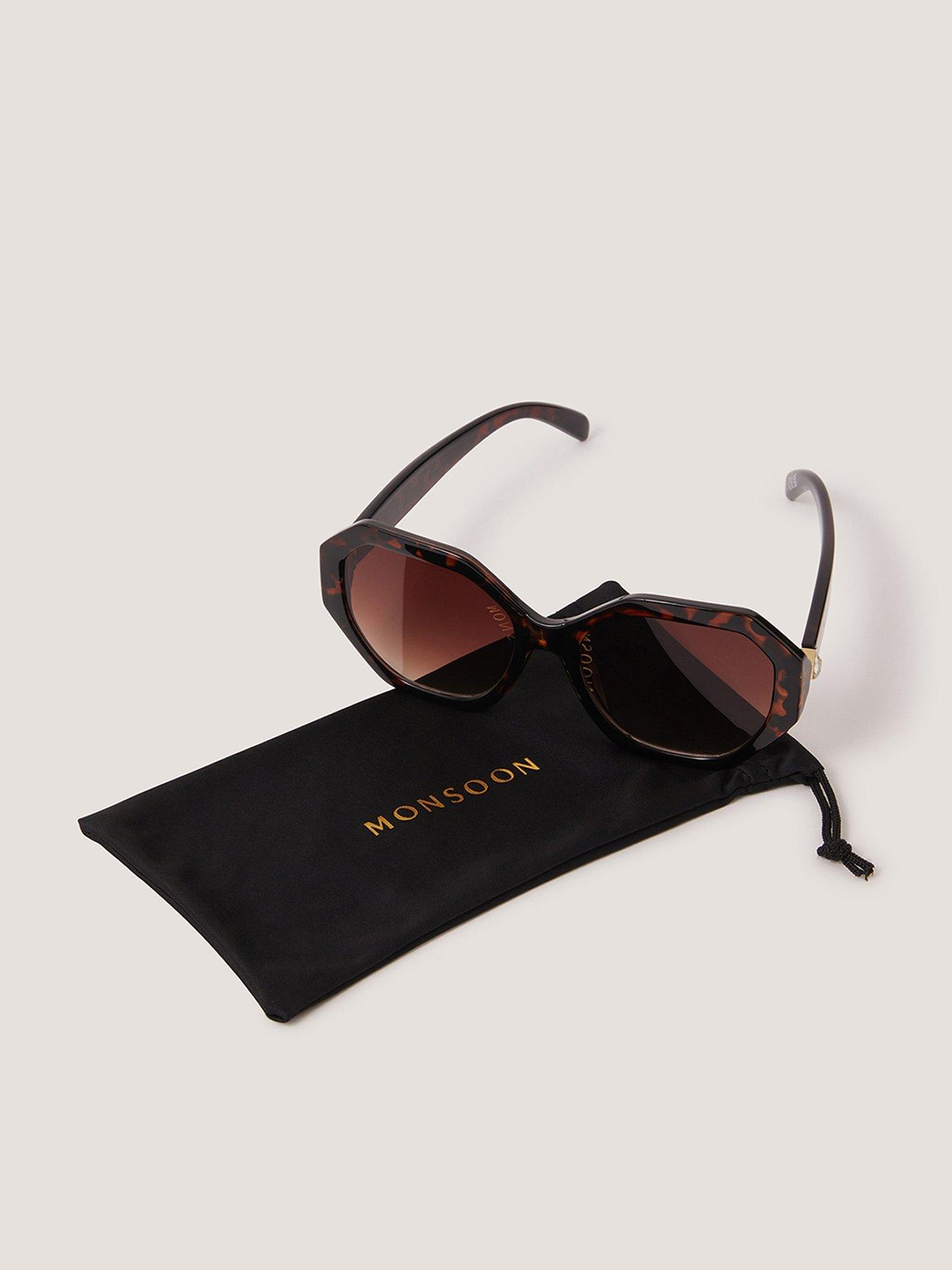 front image of monsoon-tort-angled-sunglasses-brown