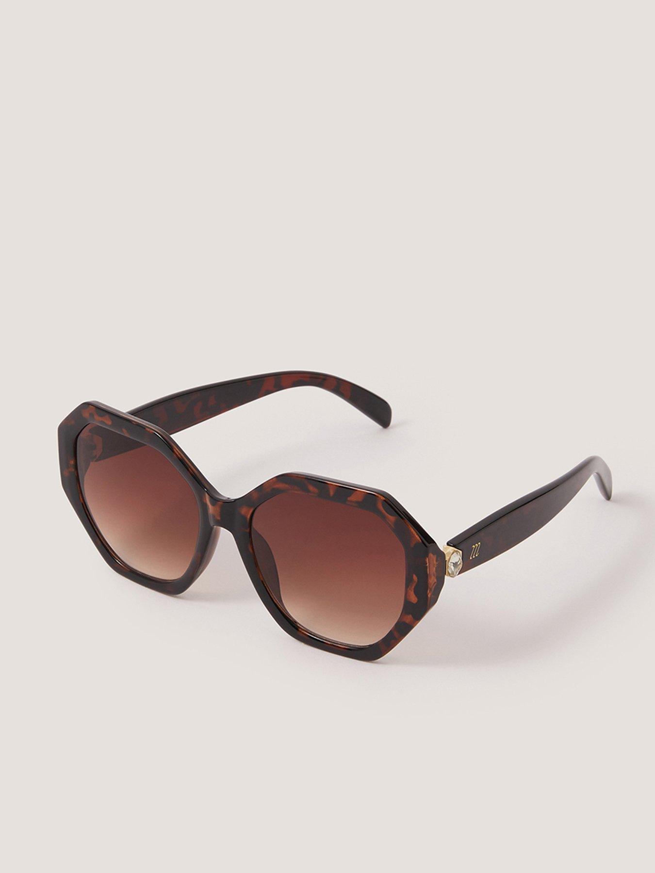 back image of monsoon-tort-angled-sunglasses-brown