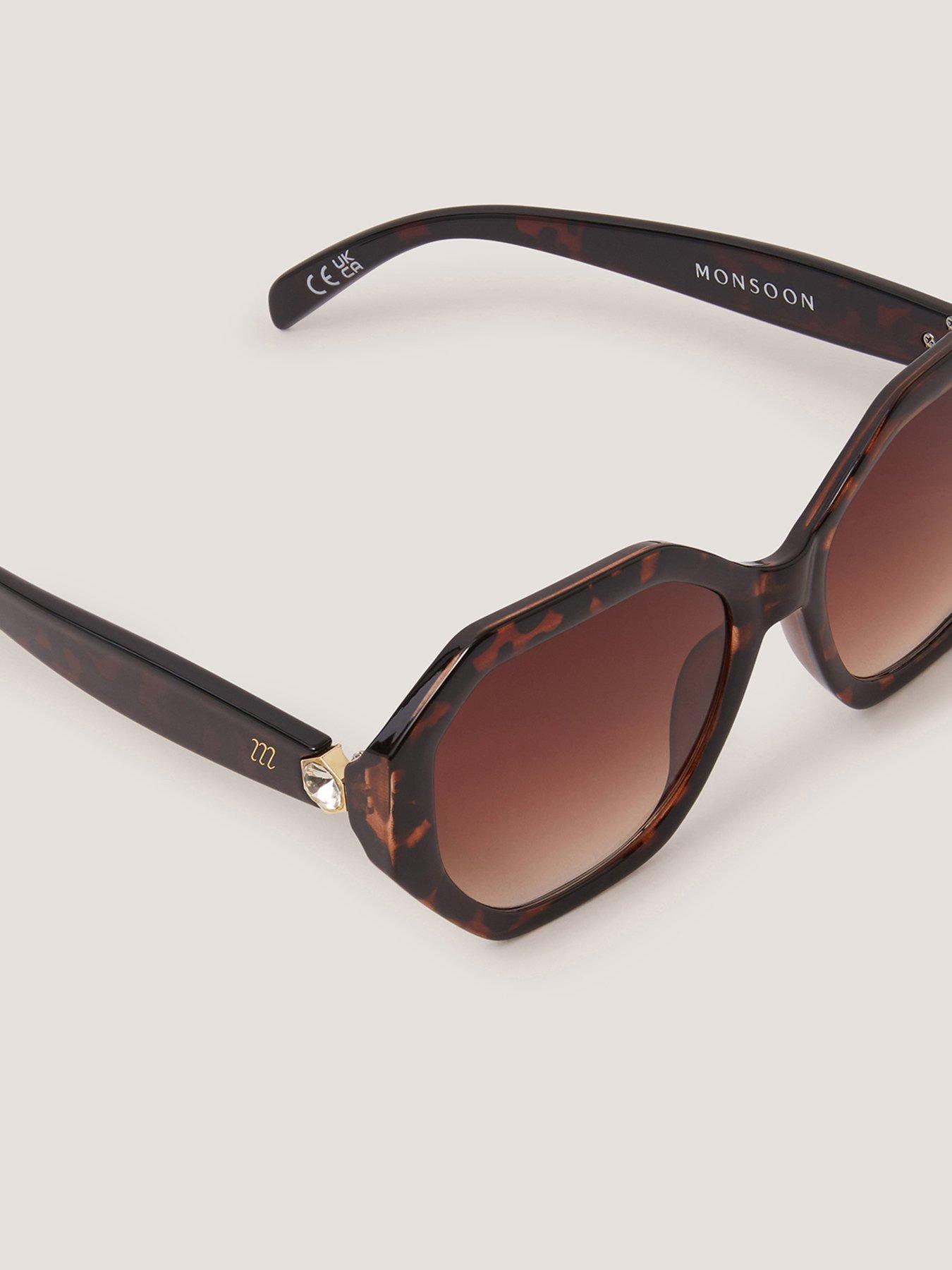 Image 3 of 3 of Monsoon Tort Angled Sunglasses - Brown